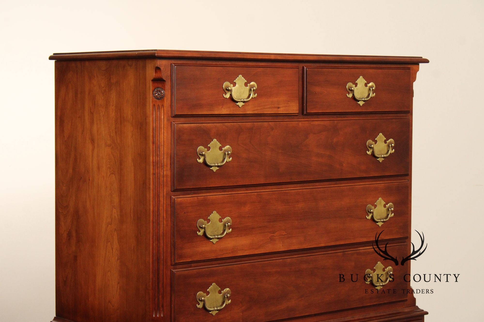 Statton Chippendale Style Solid Cherry Tall Chest