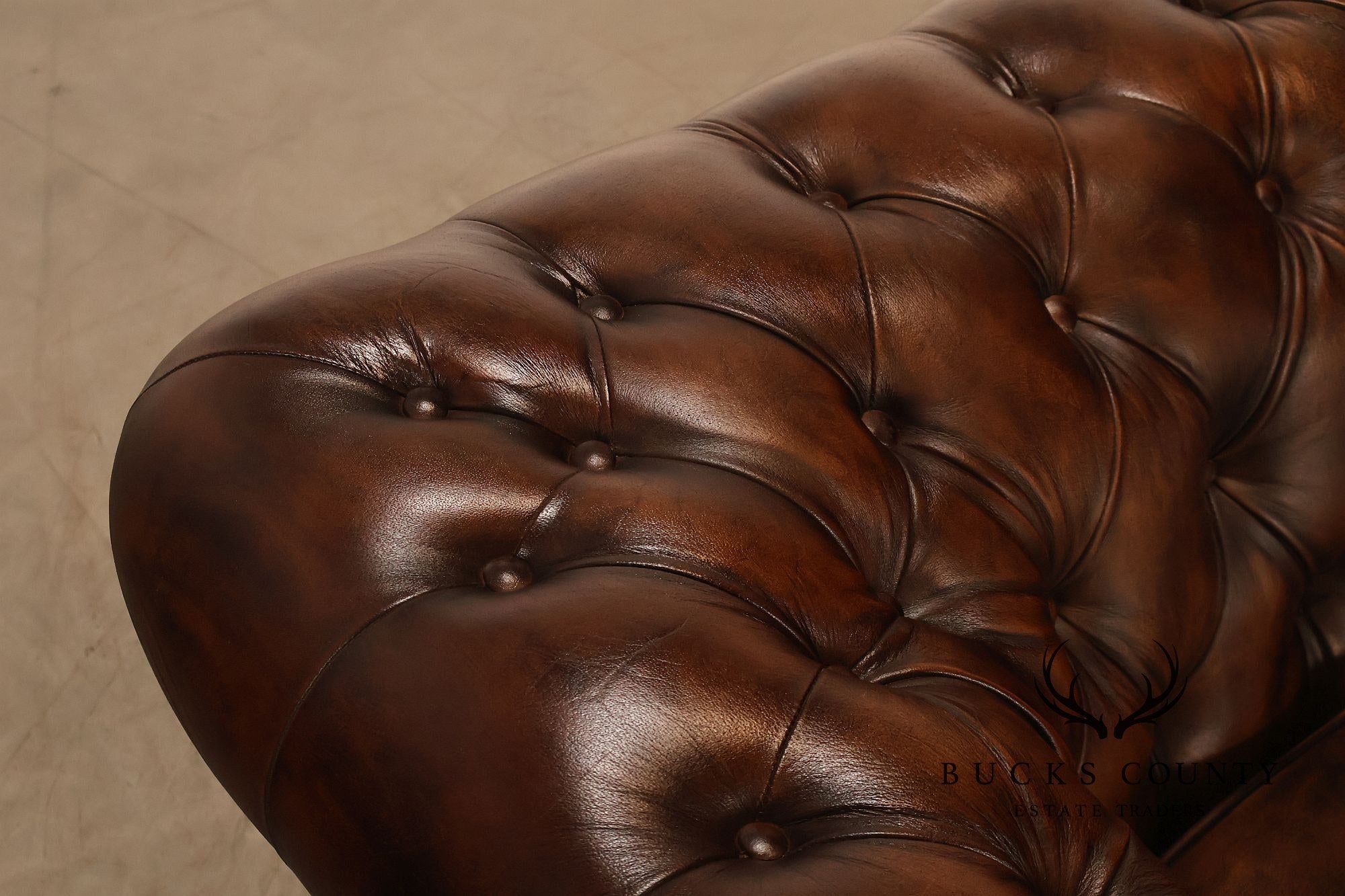 Chesterfield Style 6 Foot Brown Tufted Leather Sofa