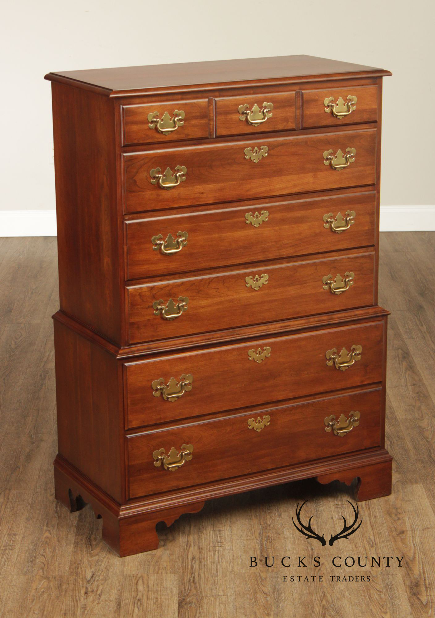 Pennsylvania House Chippendale Style Cherry Chest on Chest