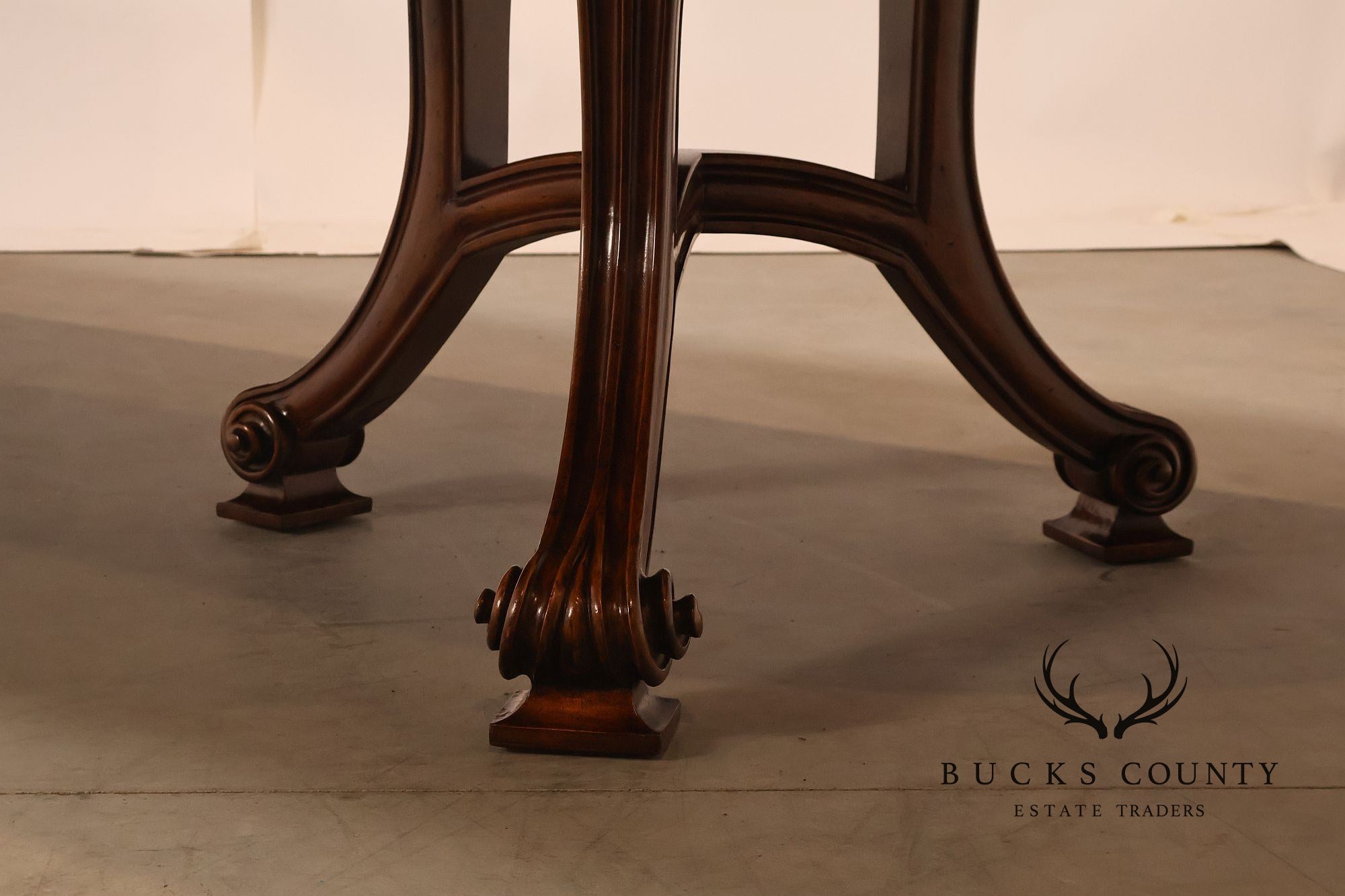 Dessin Fournir Banded Burlwood Large Double Pedestal Banquet Dining Table