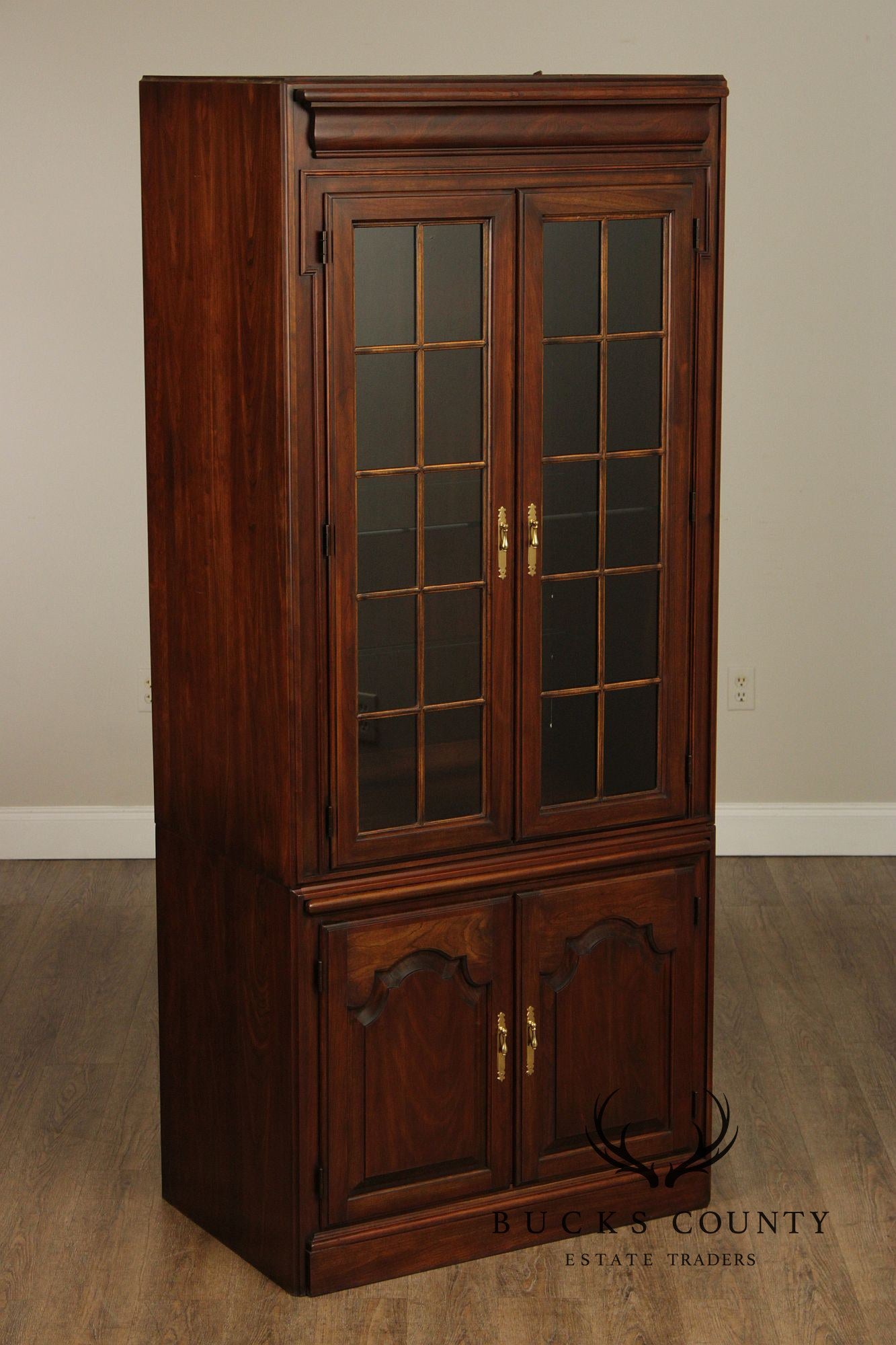 Harden Traditional Cherry and Glass Door Bookcase