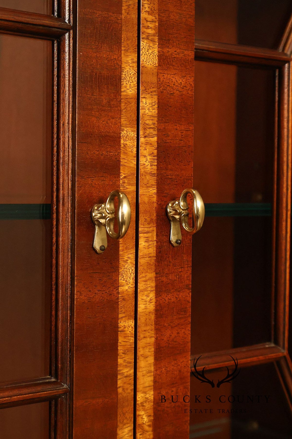 Councill Georgian Style Banded Mahogany Breakfront Bookcase