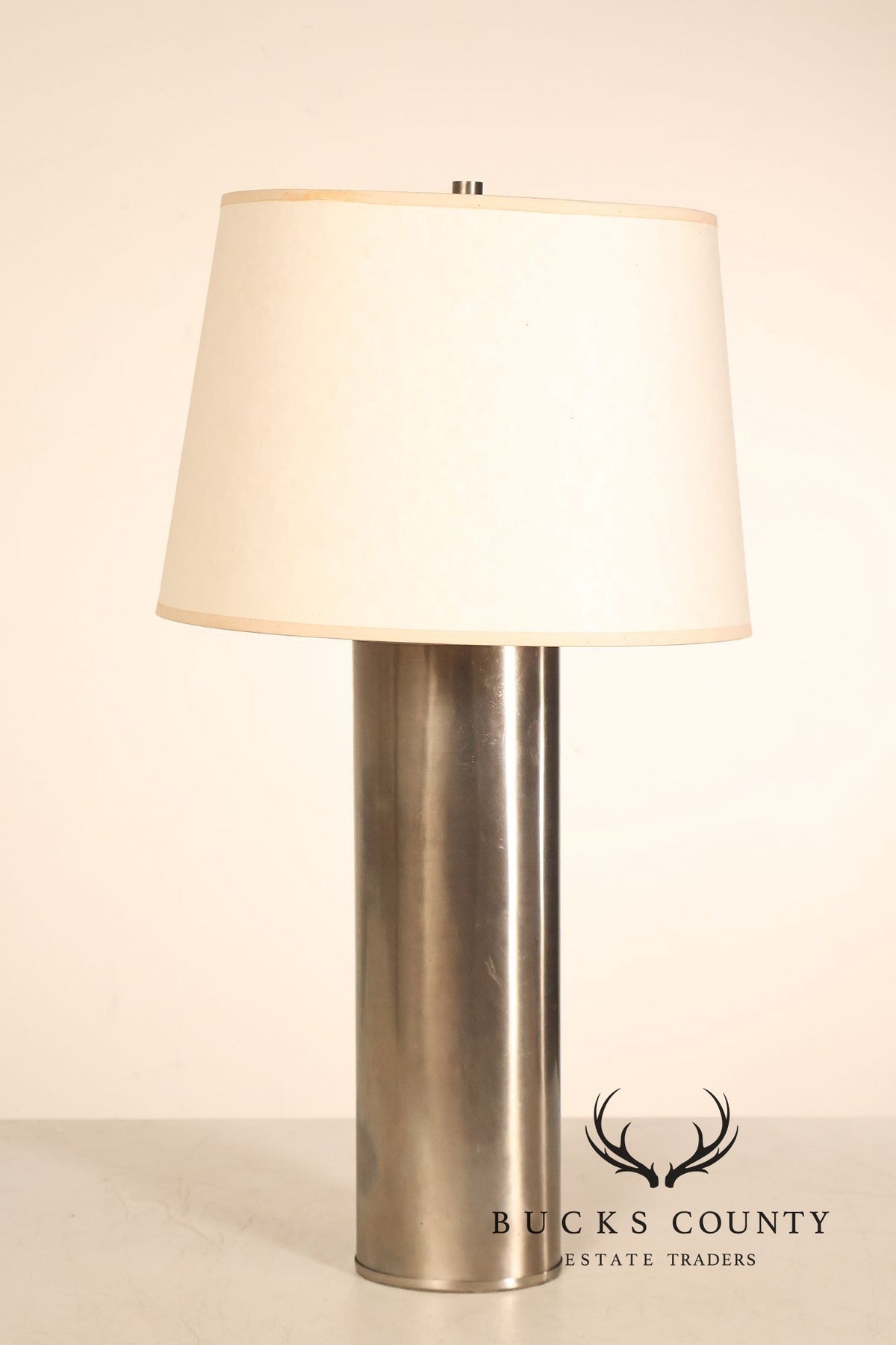 Comfort Co. Modernist Pair of Cylindrical Metal Table Lamps
