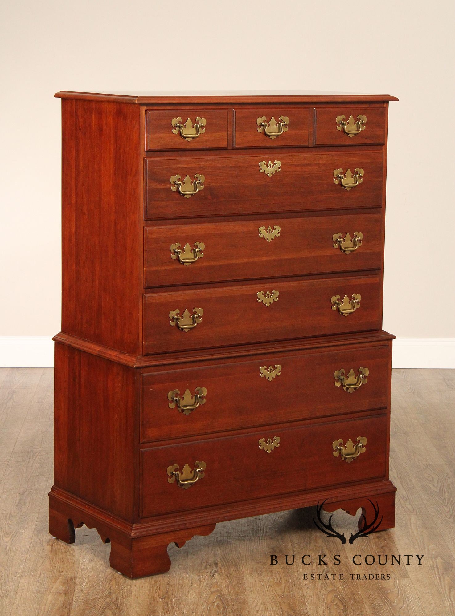 Pennsylvania House Chippendale Style Cherry Chest on Chest