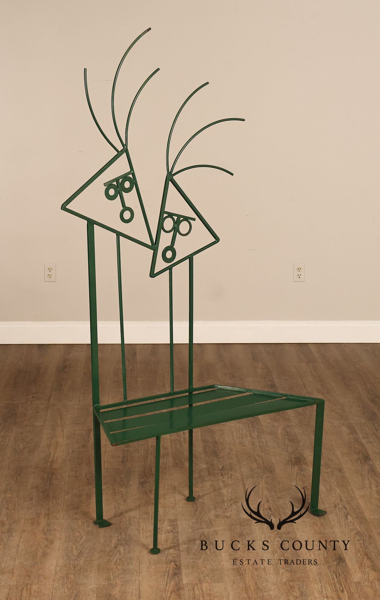 W. Travis 1998 “Sisters” Painted Metal Sculpture Bench