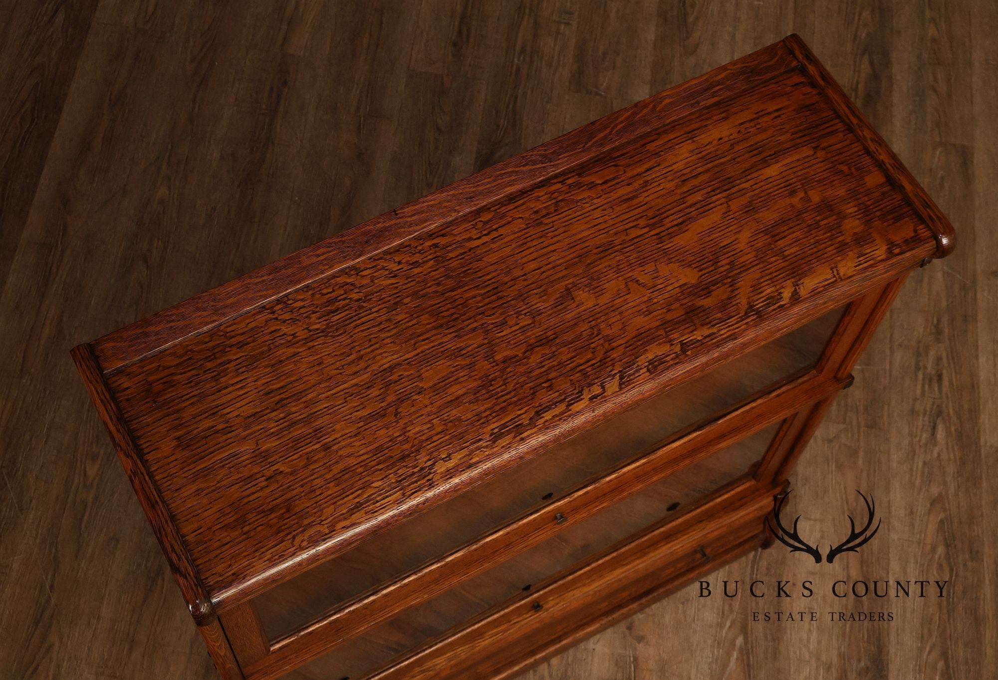 Globe-Wernicke Antique Oak Two-Stack Barrister Bookcase With Drawer Base