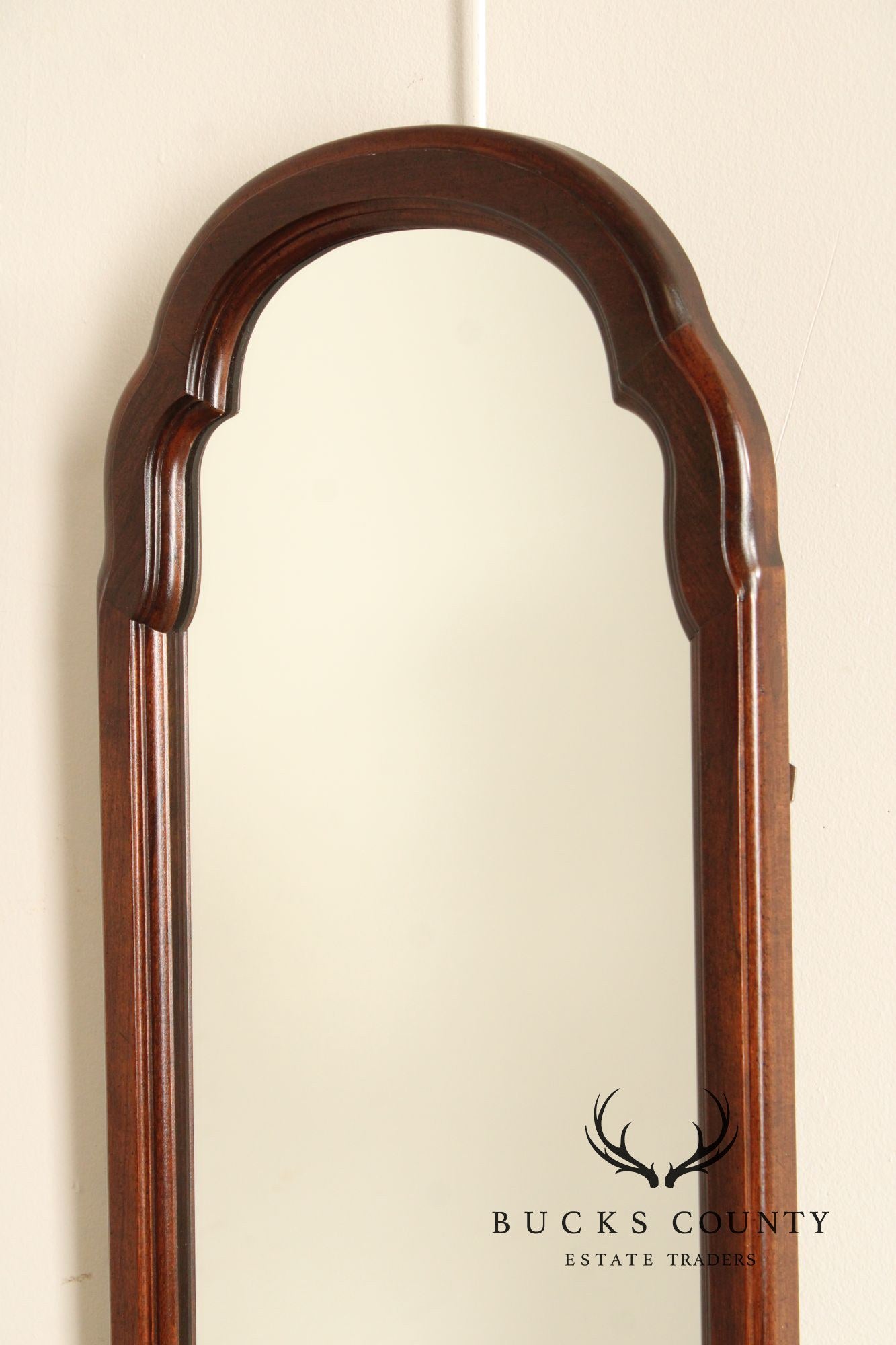 Ethan Allen Queen Anne Style Cherry Console Wall Mirror with Drawer