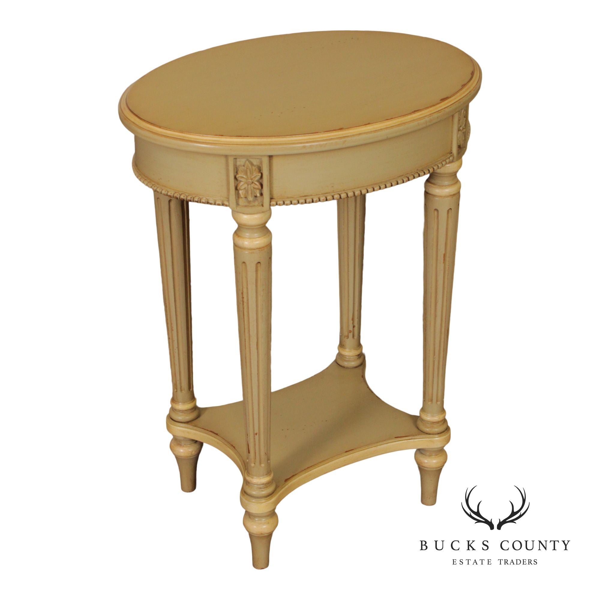 Ethan Allen French Louis XVI Style Painted Two-Tier Side Table