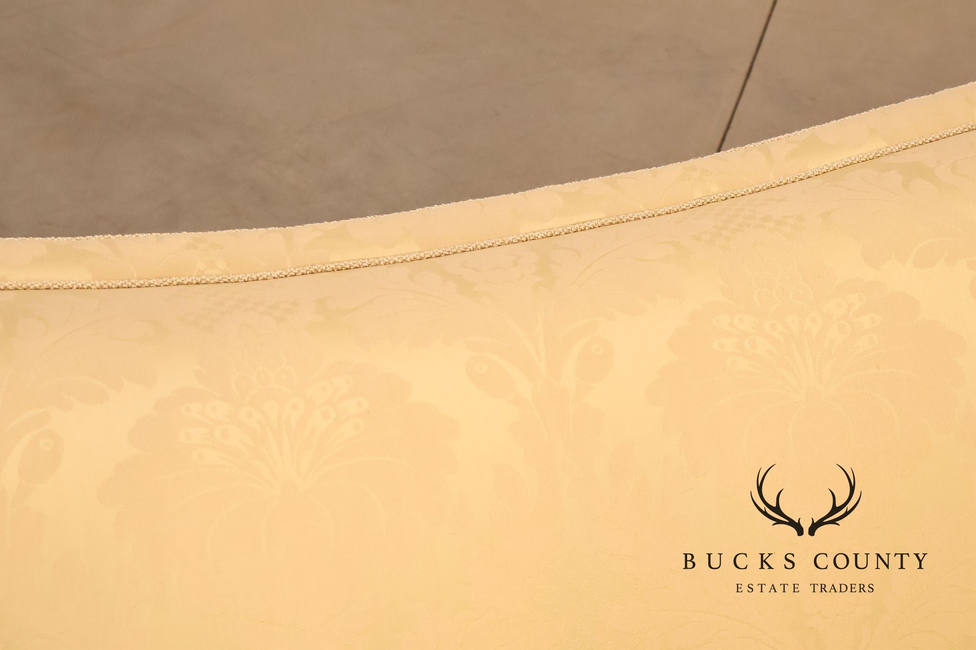 Councill Custom Damask Upholstered Curved Back Sofa