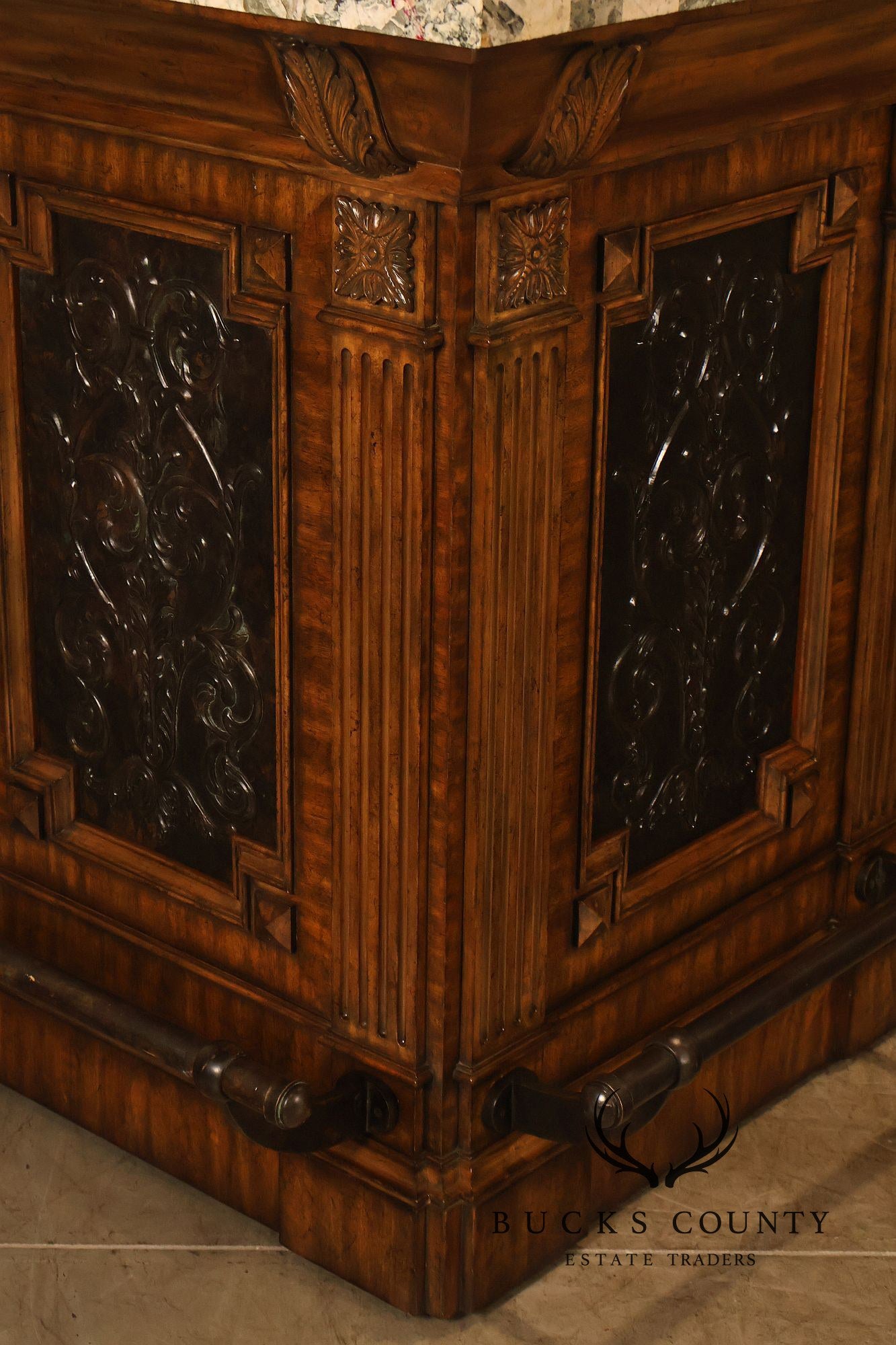 Maitland-Smith Neoclassical Style Faux Marble Top Home Bar