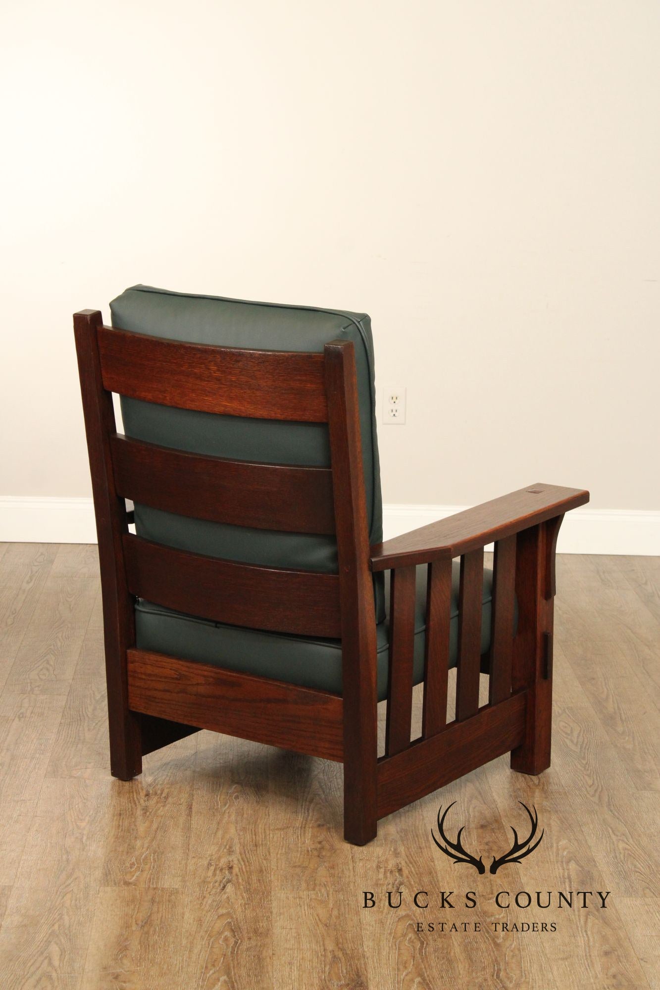 JM Young Antique Mission Oak and Leather Armchair