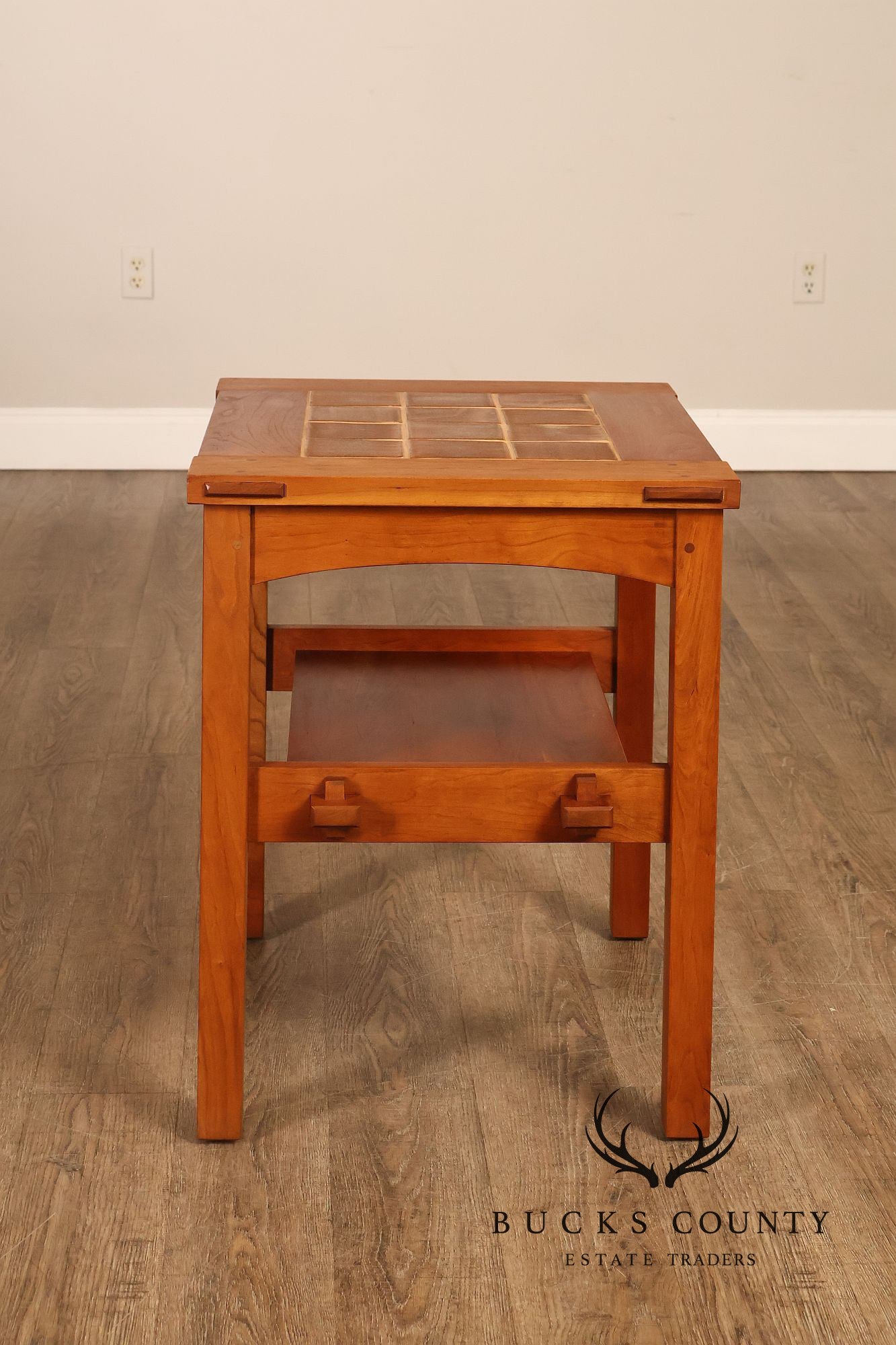 Stickley Mission Collection Pair Of Cherry Tile Top End Tables