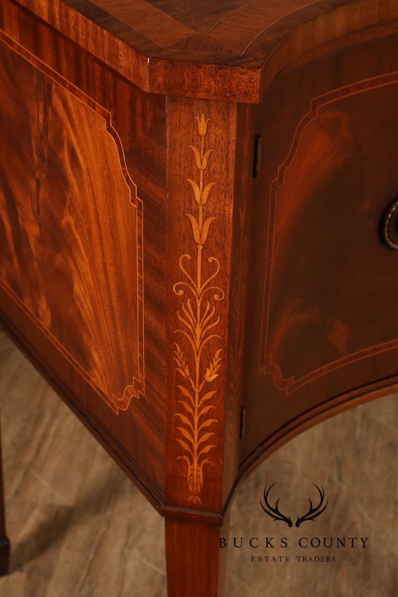 Federal Style  Custom Mahogany Sideboard With Inlay And Tambour Door