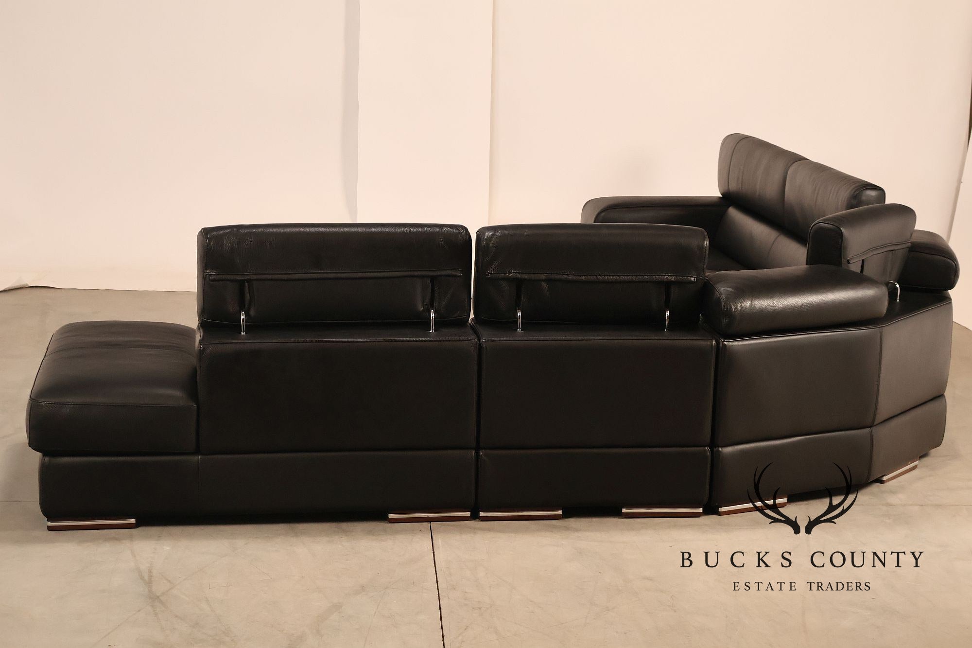Italian Homes Contemporary Black Leather Sectional Sofa