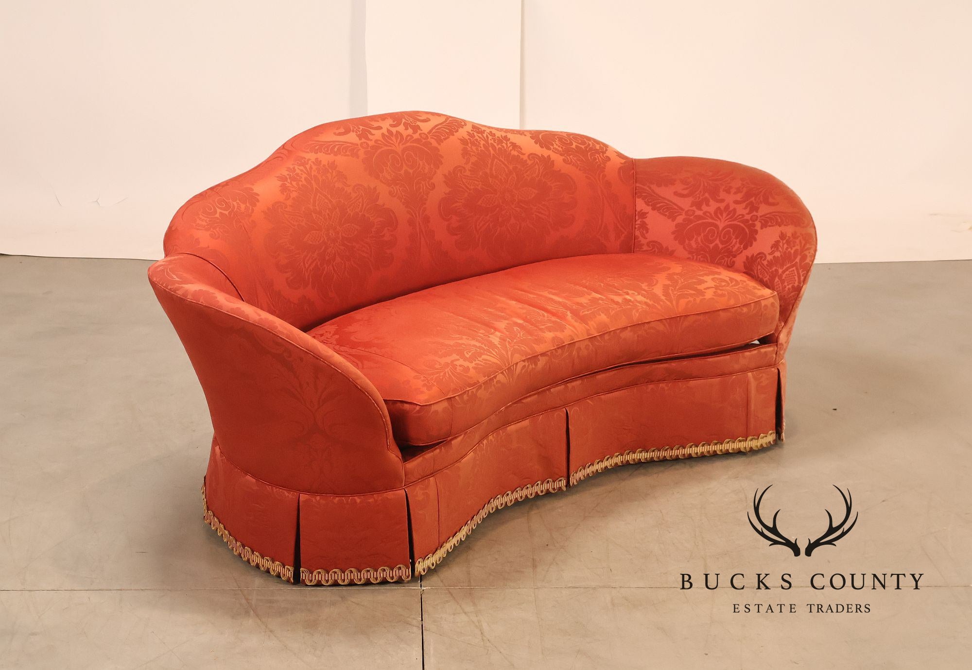 Hickory Chair Company Pair Of Custom Upholstered Silk Damask Sofas