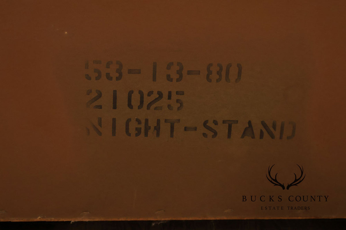 Stanley Campaign Style Pair of Walnut Bedside Chests