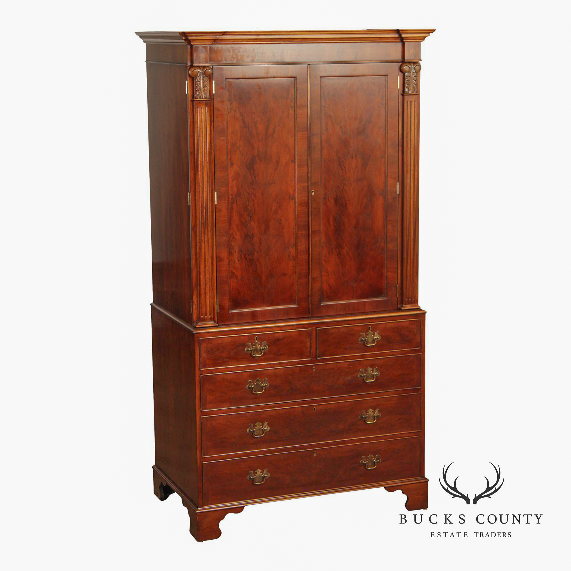 Trosby Furniture English Mahogany Armoire Cabinet