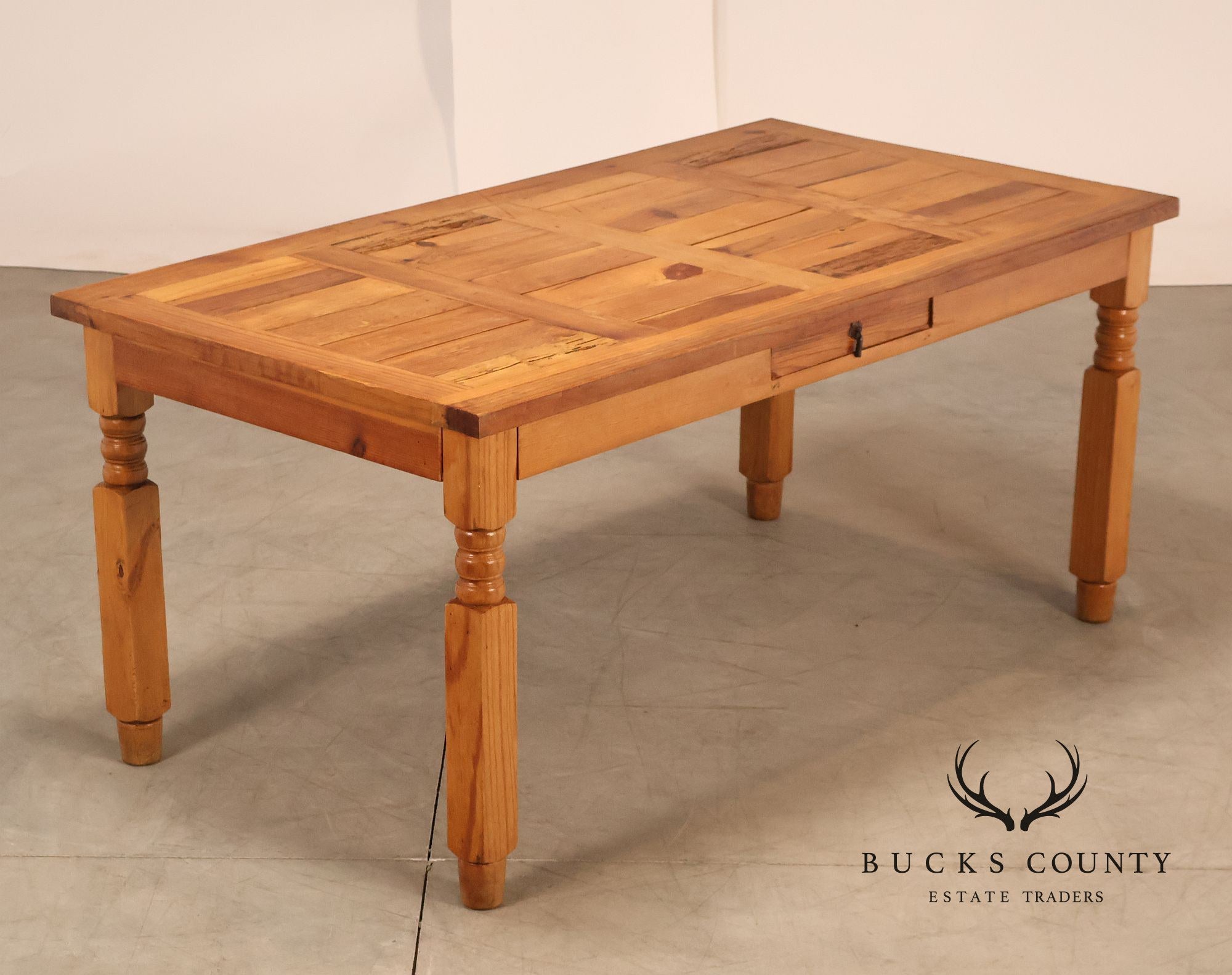 Mexican Pine Vintage Rustic One Drawer Writing or Dining Table