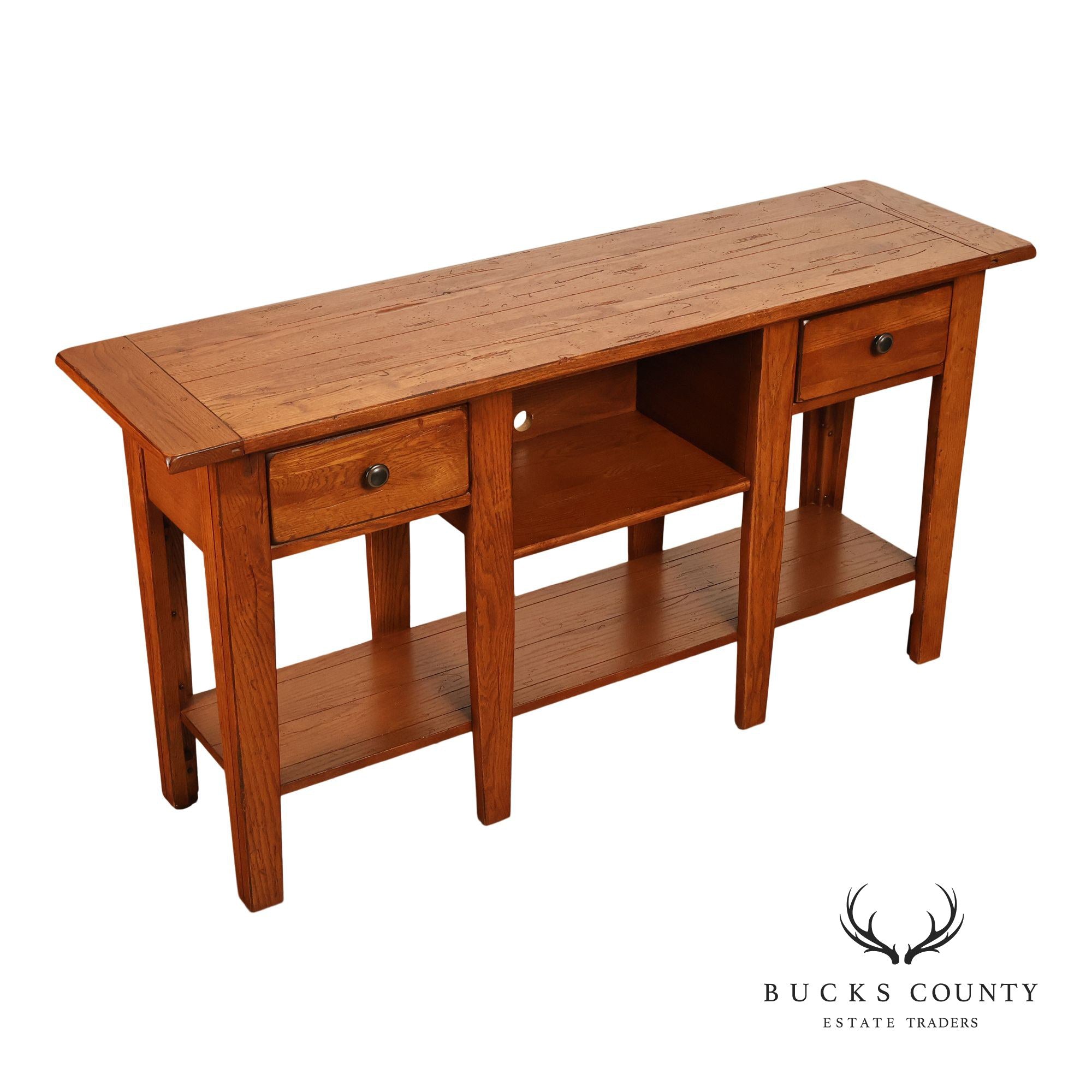 Broyhill Attic Heirlooms Country Style Oak Console Table