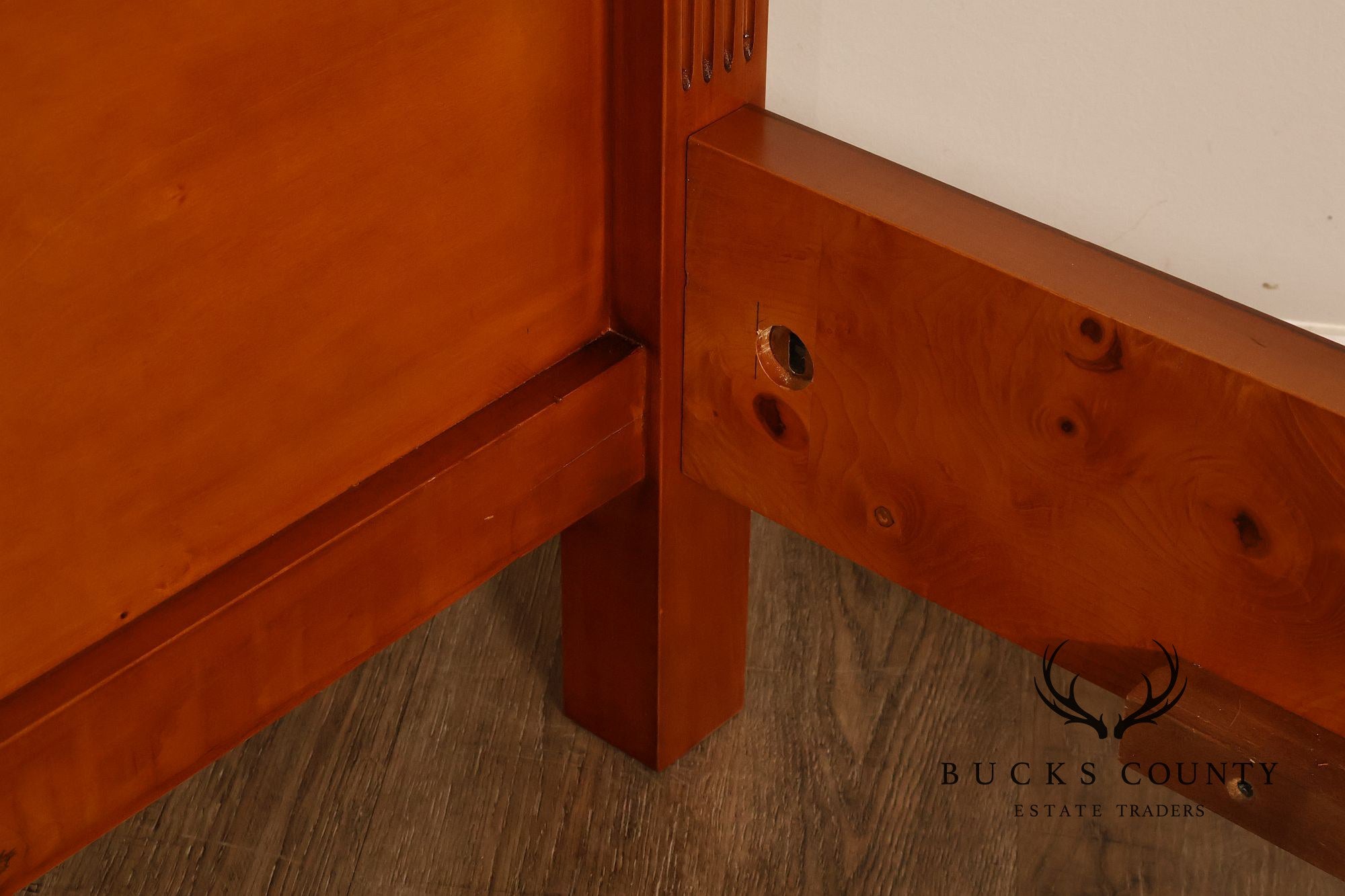 Quality Louis XVI Style Burlwood King Size High Back Bed