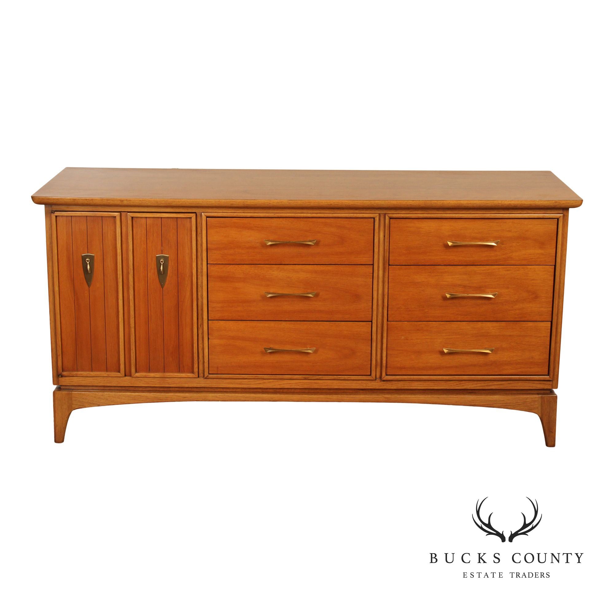 Kent Coffey 'The Wharton' Mid Century Modern Walnut Triple Dresser