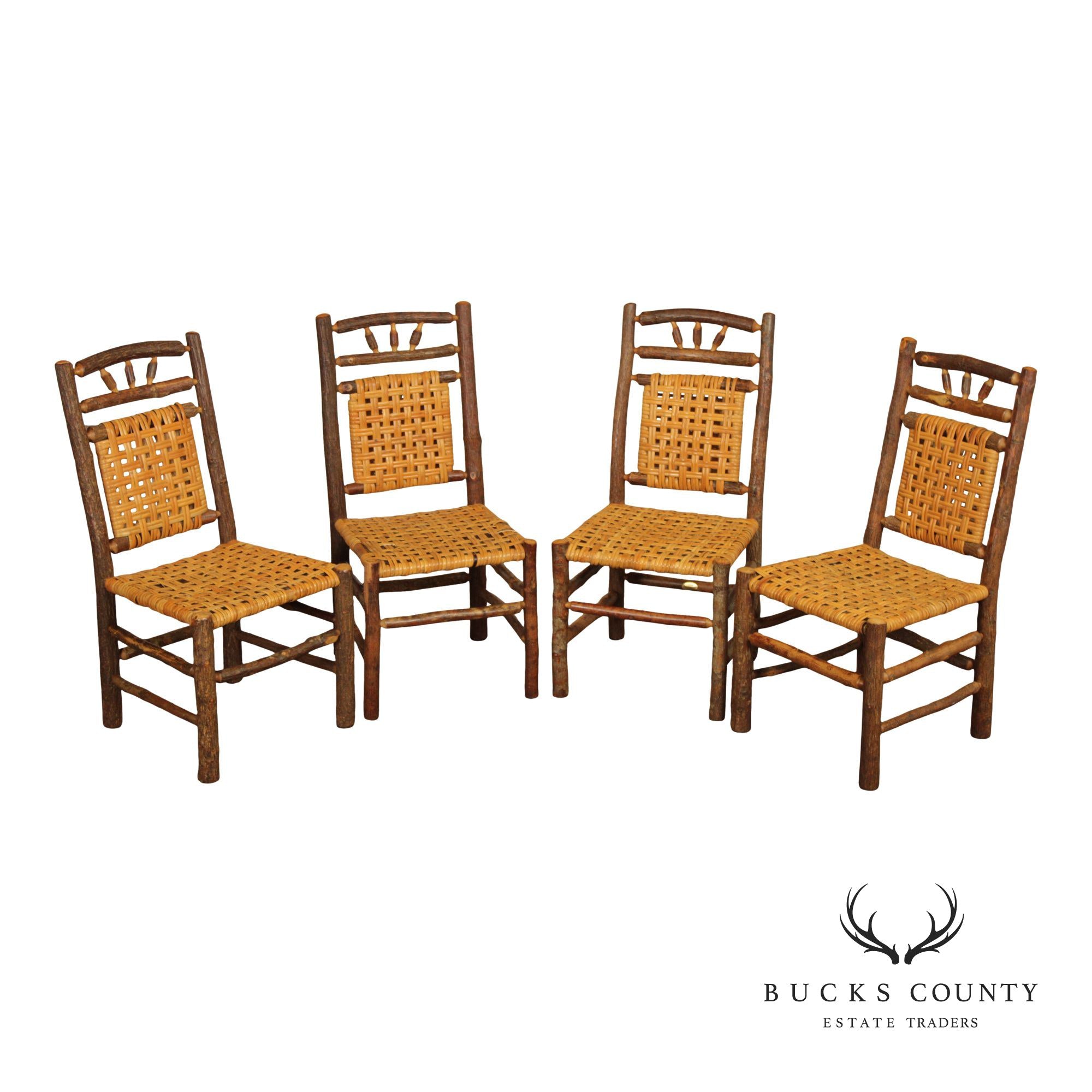 Old Hickory Set of Four 'Wagon Wheel' Dining Chairs