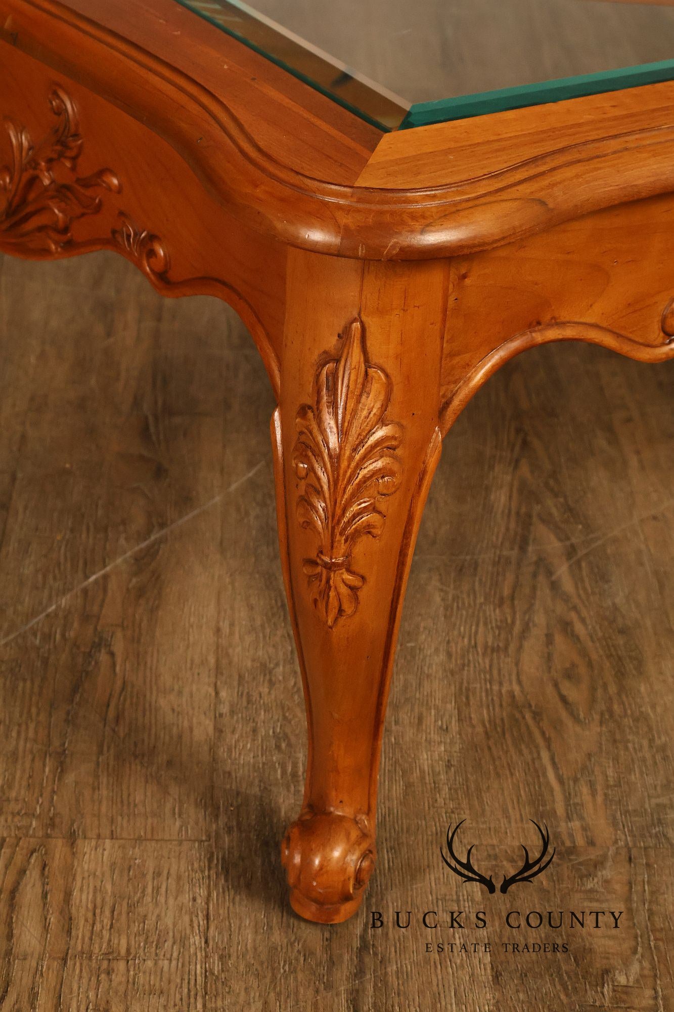 Ethan Allen 'Legacy' French Country Style Glass Top Coffee Table