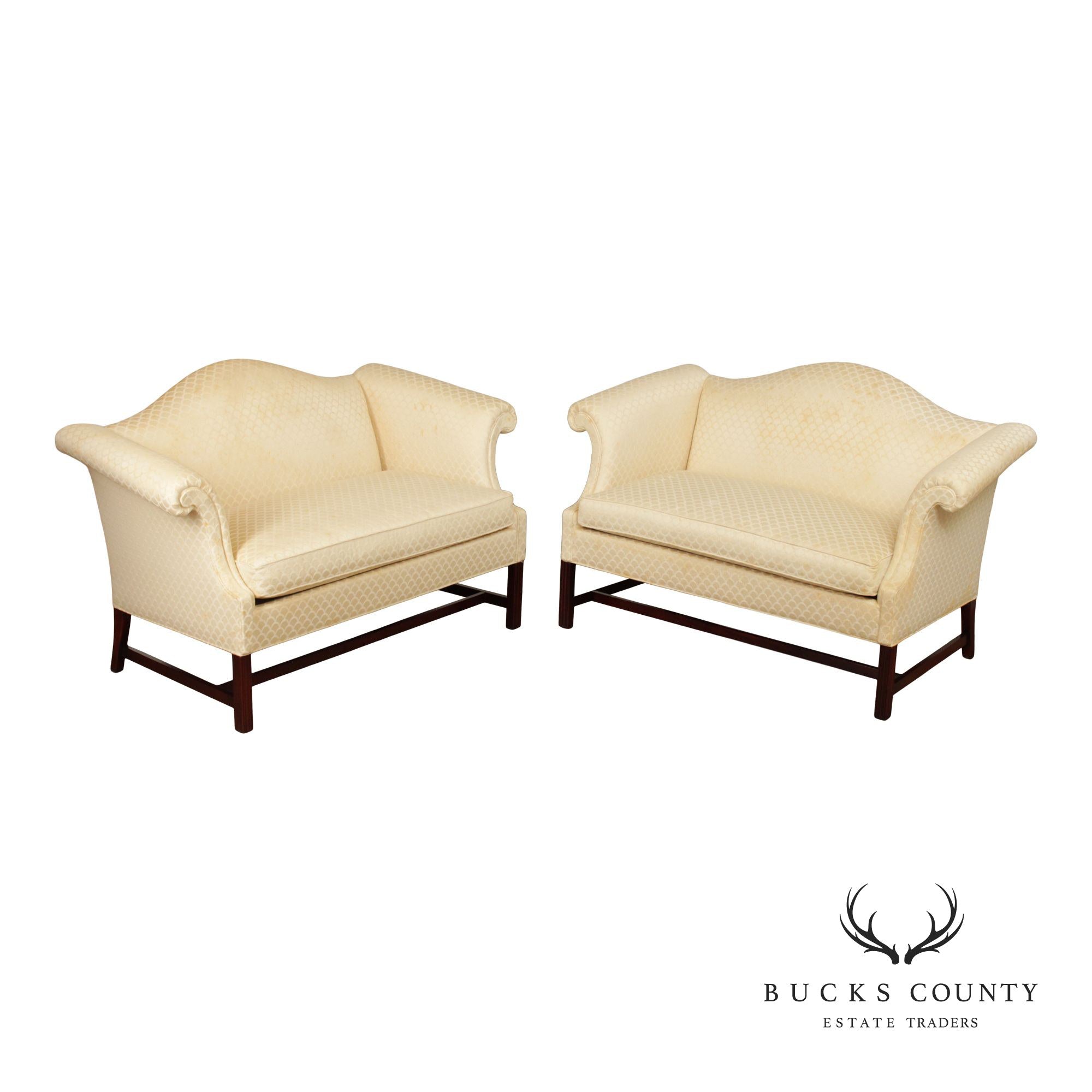 Hickory Chair Chippendale Style Pair Of Upholstered Loveseats Frames