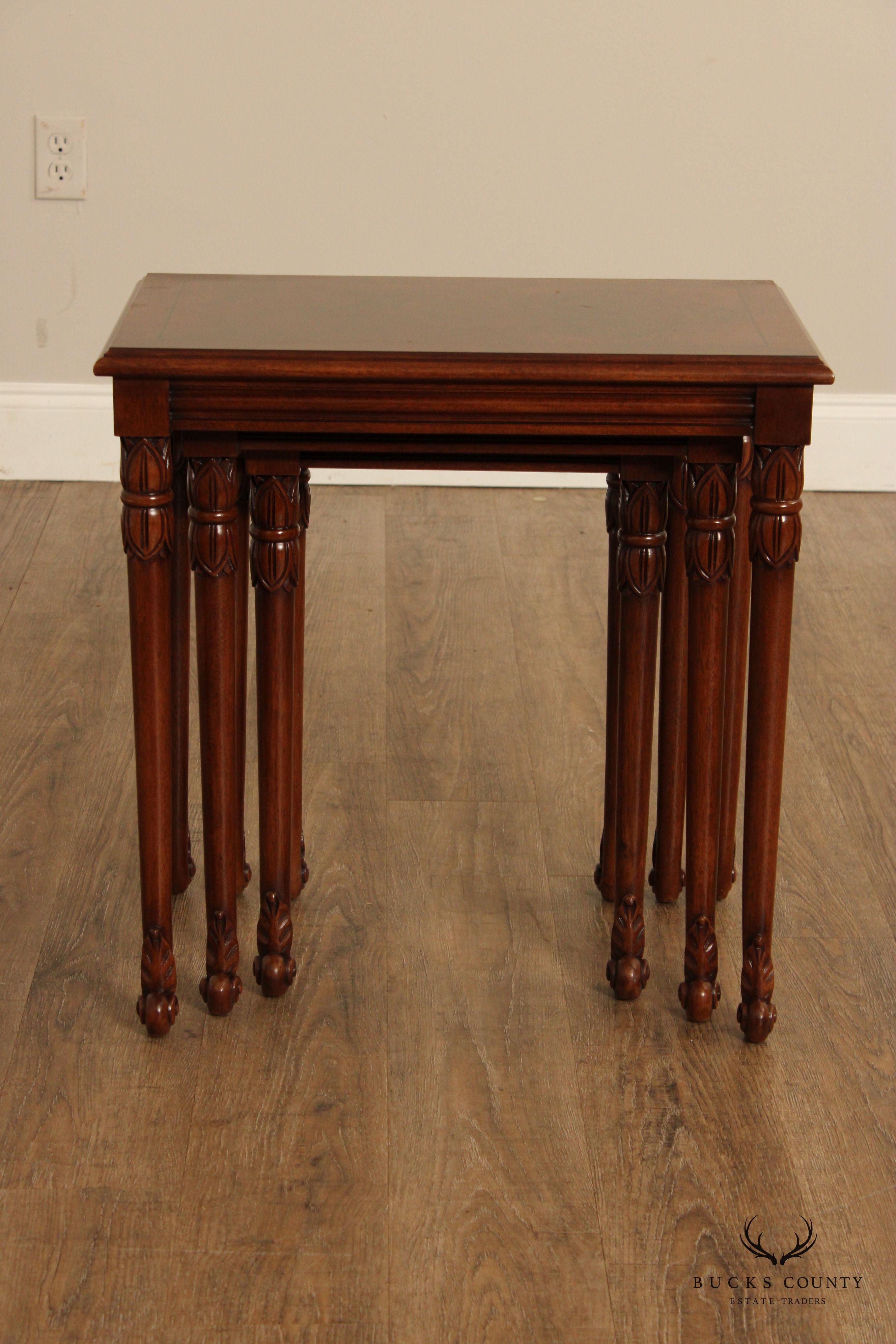 Karges French Regency Style Set Of Three Walnut Nesting Tables