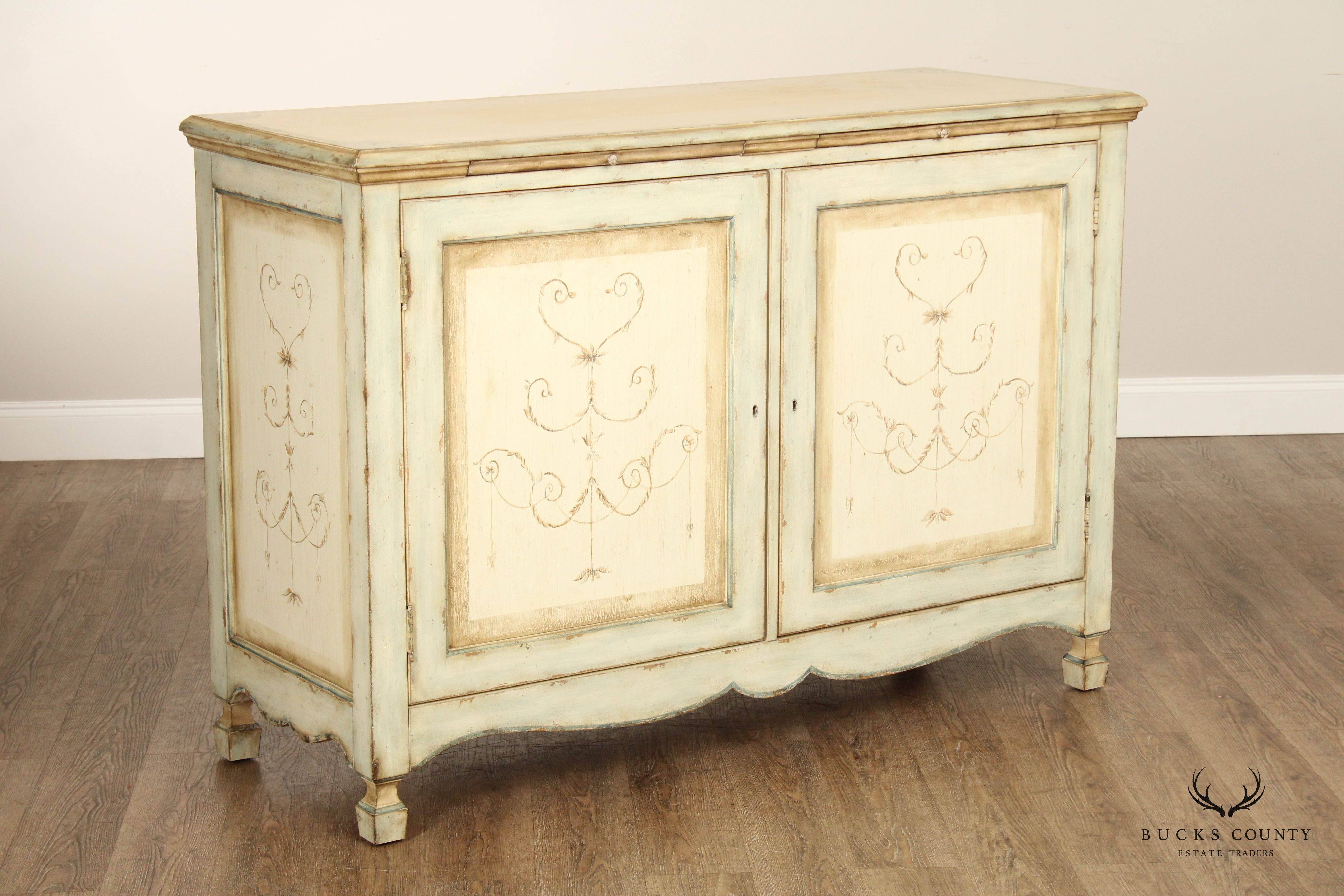 Century Furniture Italian Rustic European Style Distress Painted Buffet Sideboard