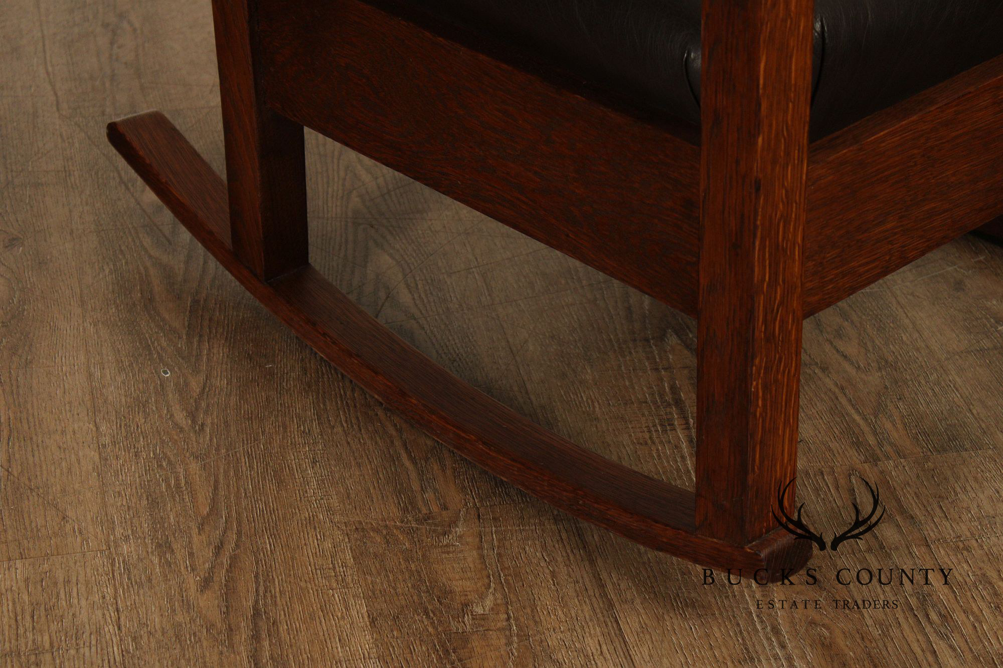 Gustav Stickley Mission Oak and Leather Rocker