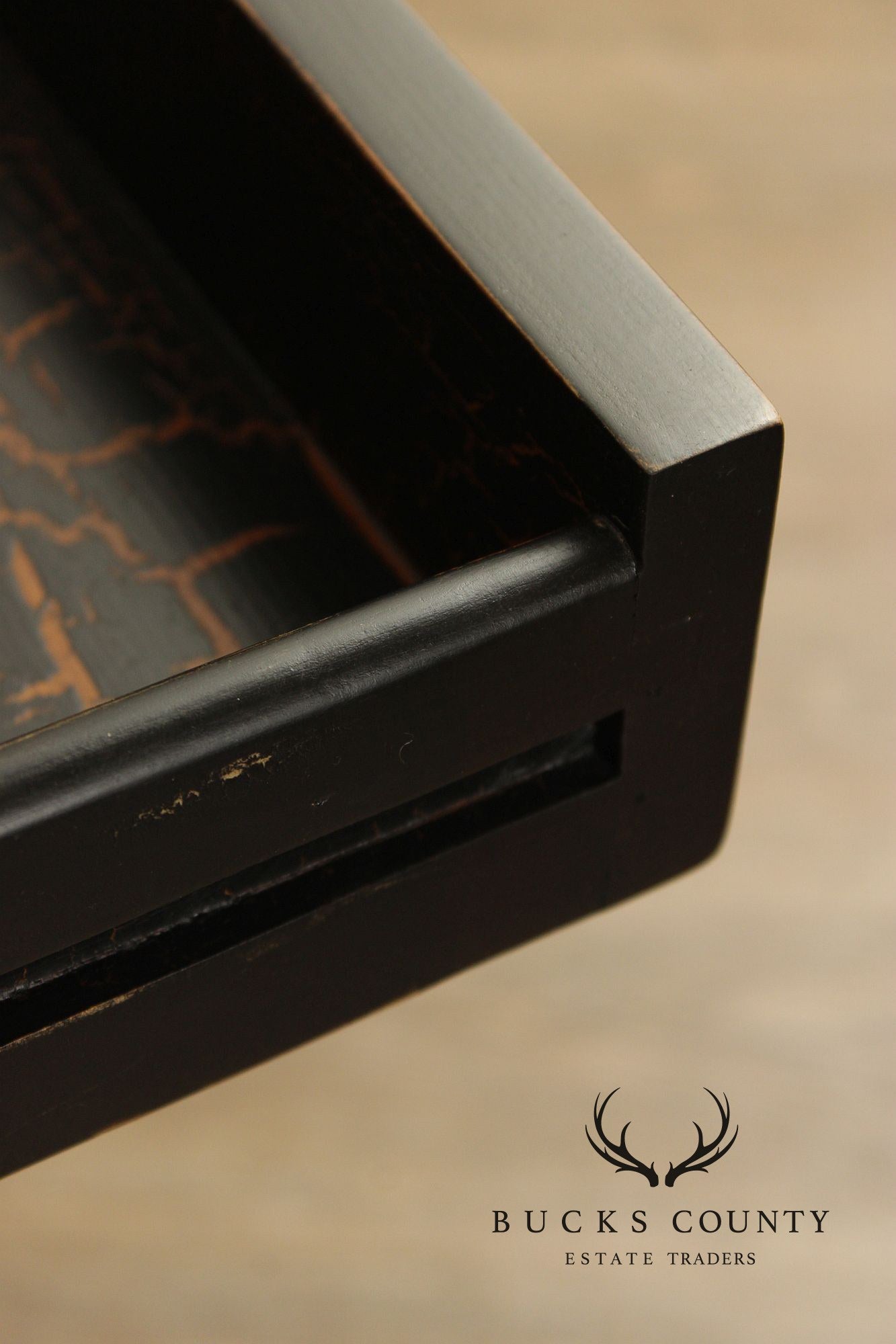 Industrial Style Pair of Ebonized Rolling End Tables