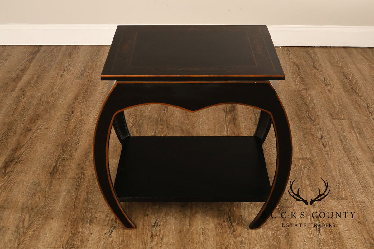 Harden Black Lacquered Chinoiserie Style Side Table With Inlay