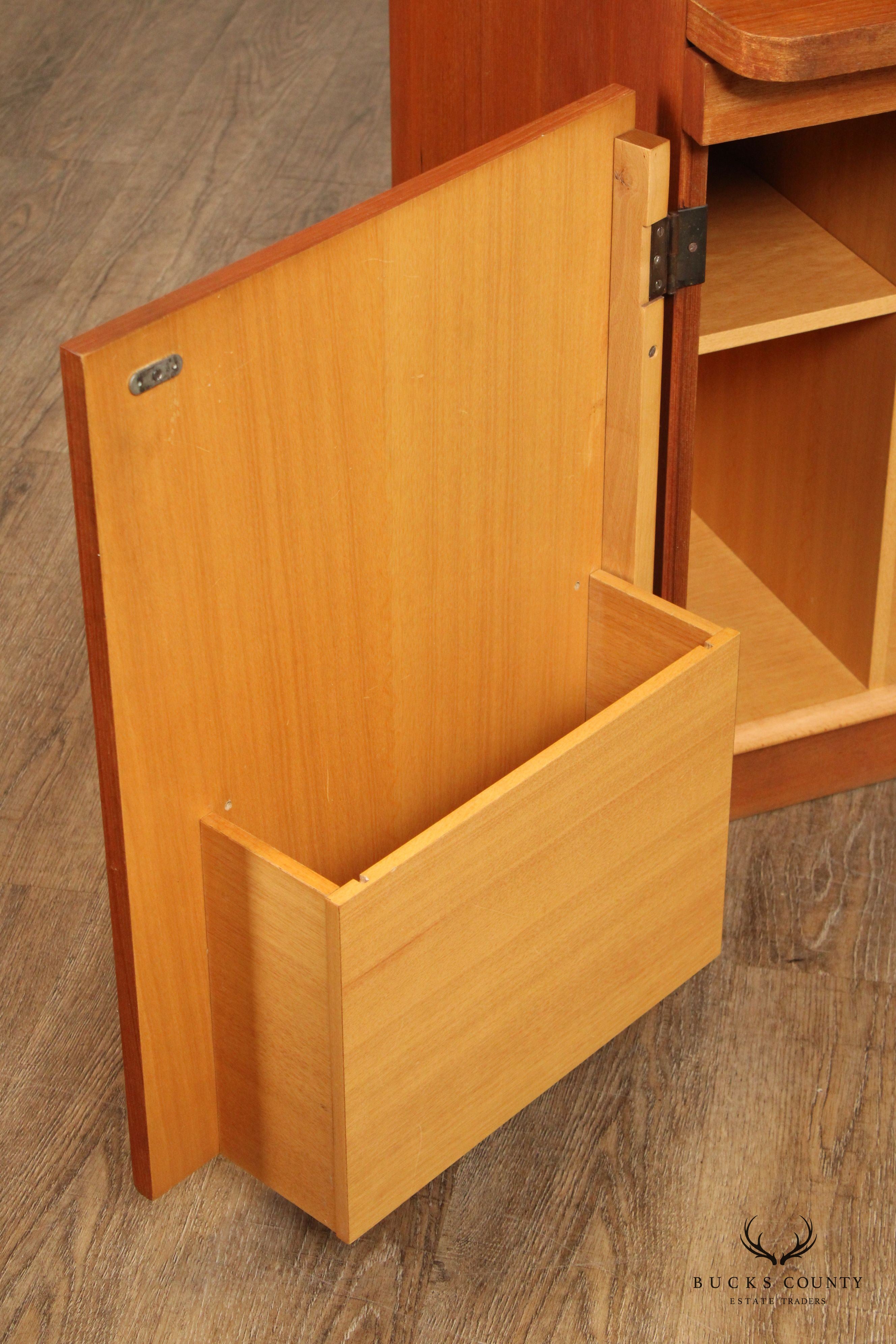 Danish Modern Vintage Teak Roll Top Bar Cabinet or Secretary Desk