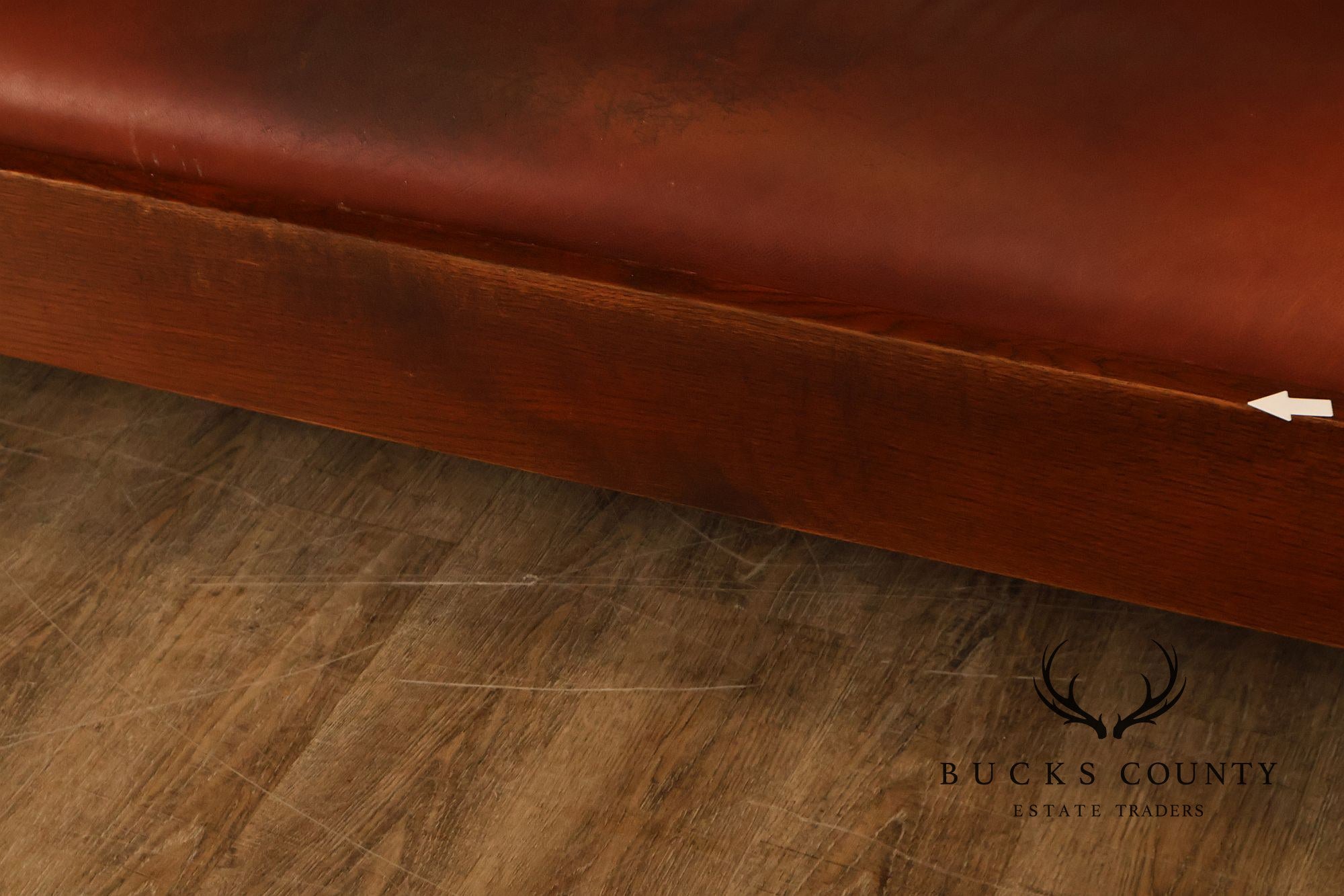 Stickley Mission Collection Oak Settle With Leather Cushions