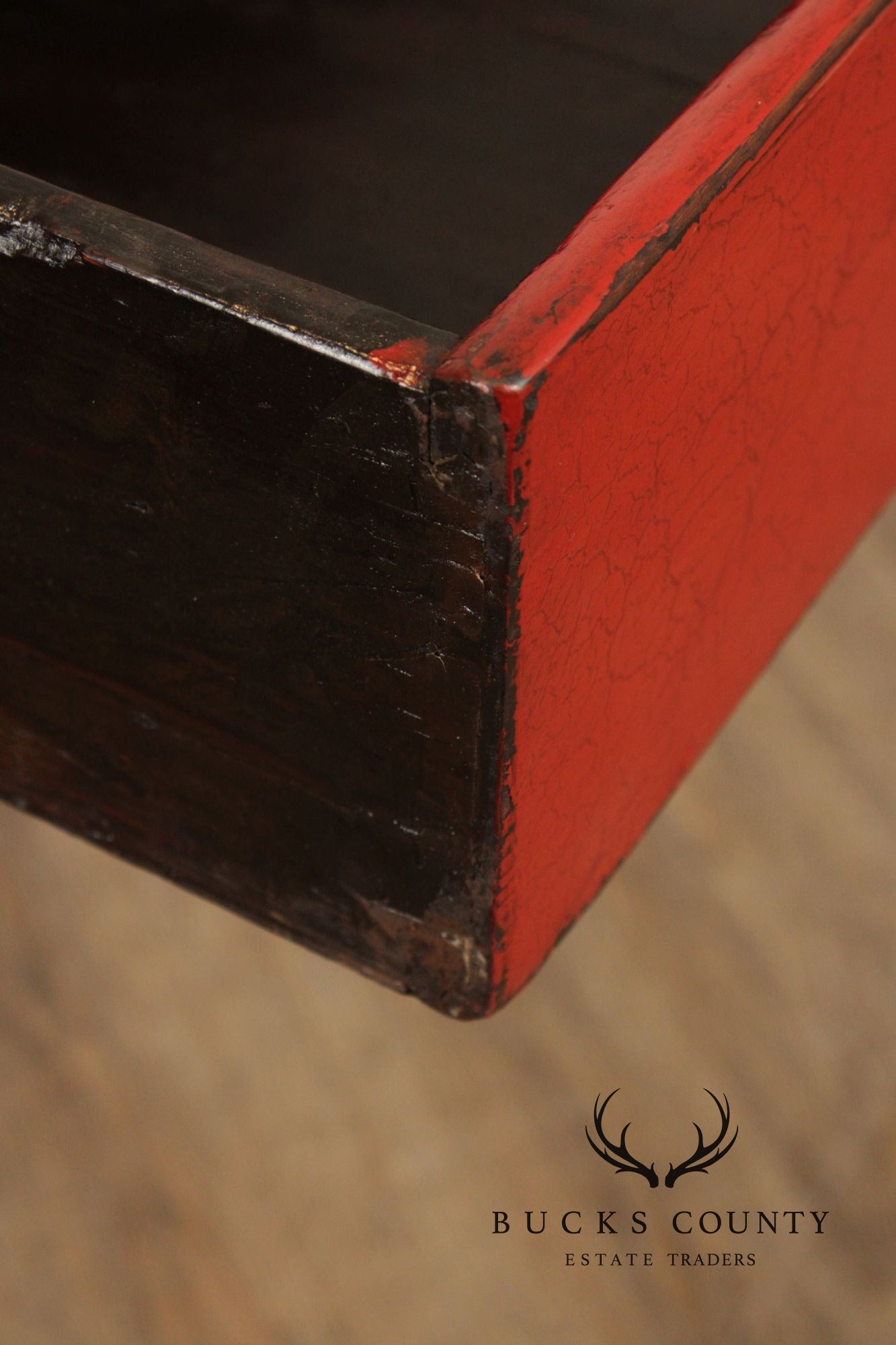 Asian Red Lacquered Console Table
