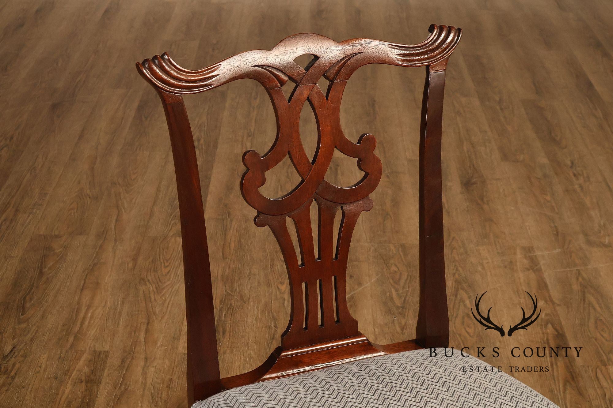 1940's Chippendale Style Set Of Eight Custom Mahogany Dining Chairs
