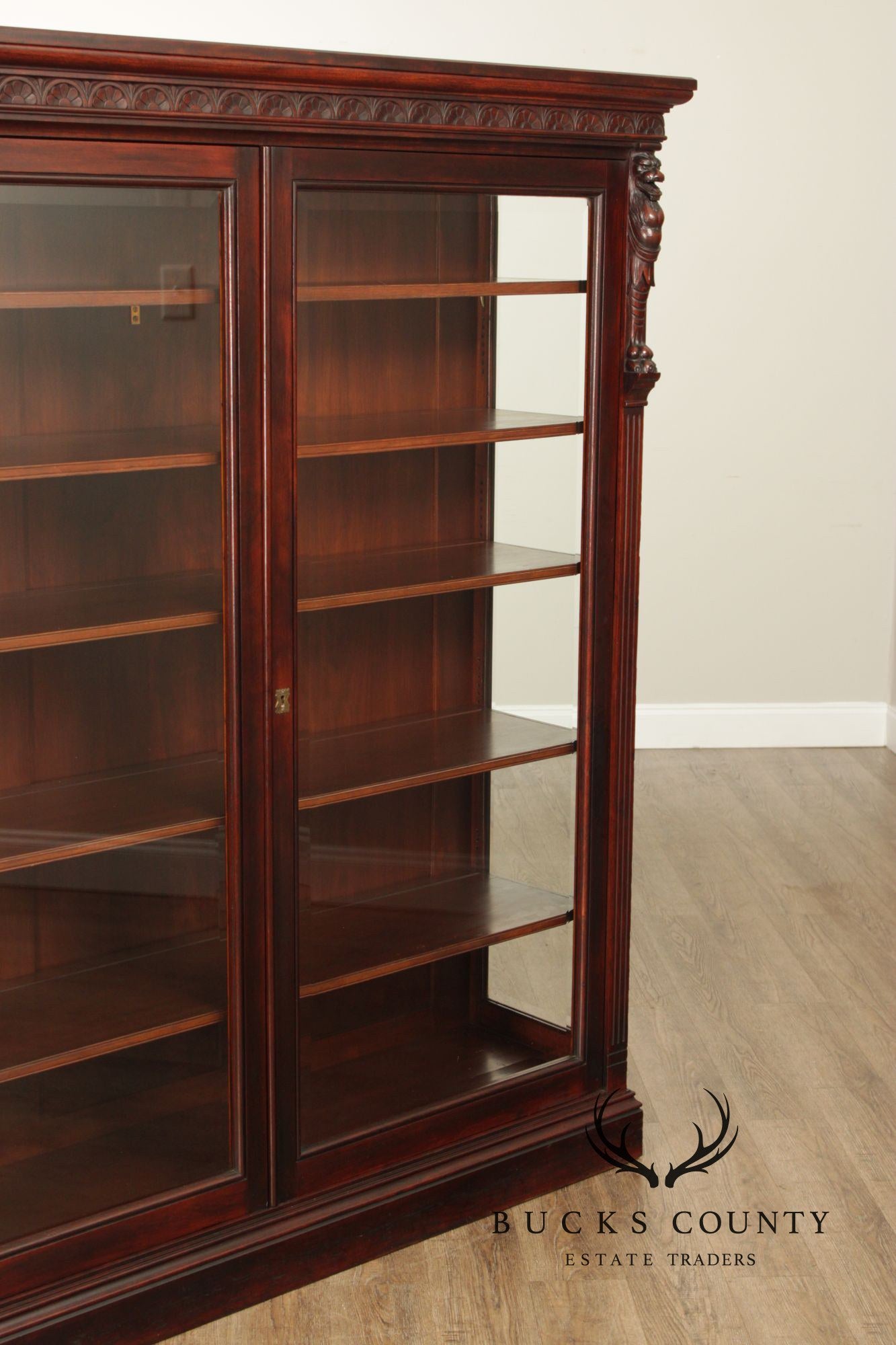 Antique American Renaissance Revival Walnut Display Cabinet Bookcase