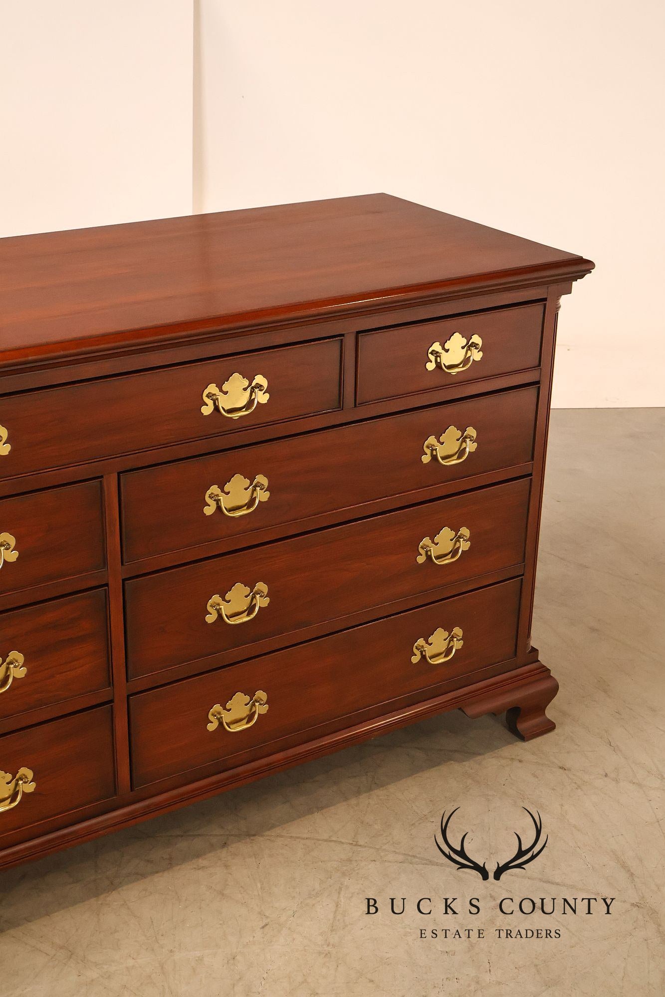 Henkel Harris Chippendale Style Cherry Double Dresser