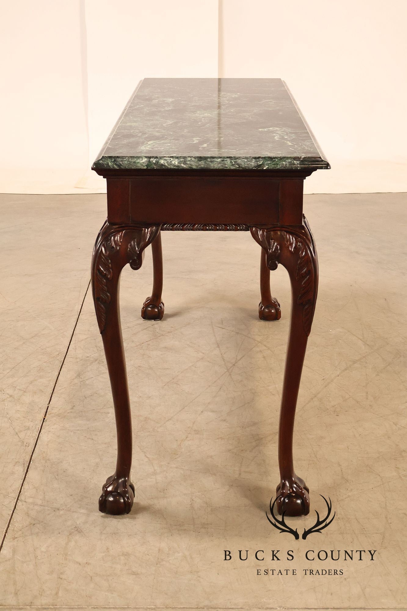 Stickley Chippendale Style Marble Top Mahogany Sofa Table Console