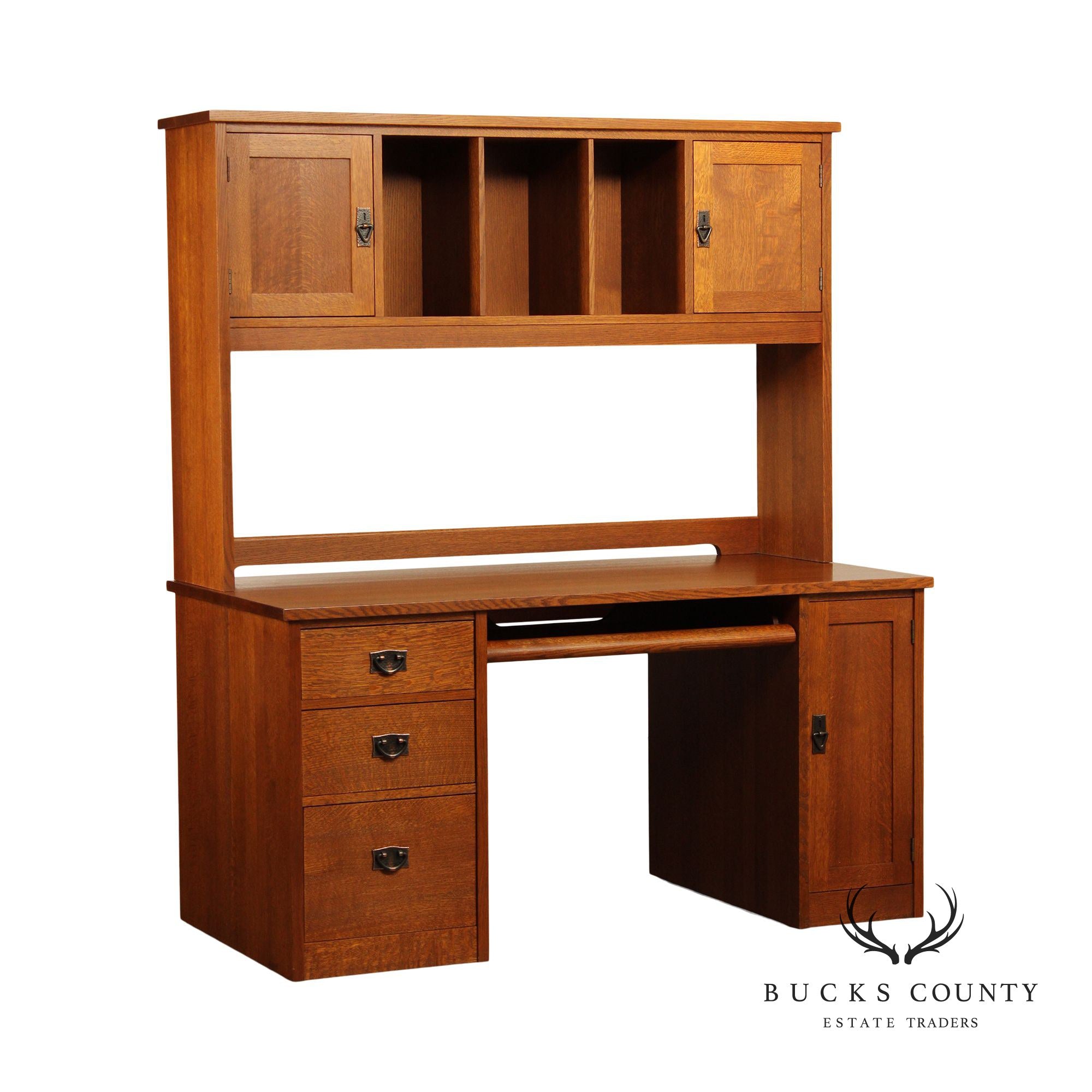 Stickley Mission Collection Oak Executive Desk with Hutch