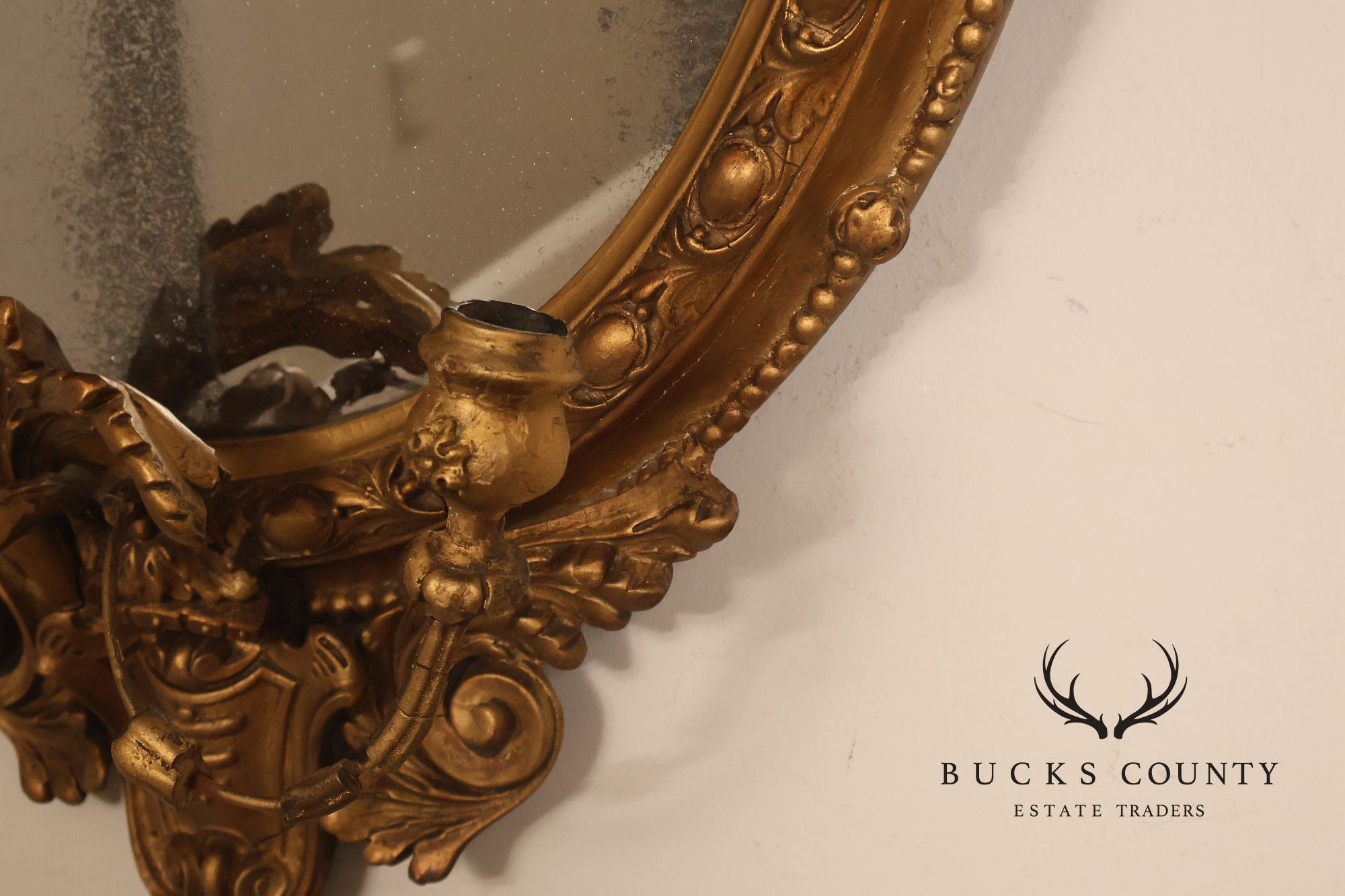 Antique French Giltwood Girandole Mirror