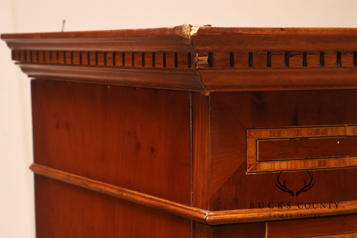 Georgian Style Inlaid Yew Wood Bow Front Bookcase Bureau China Cabinet