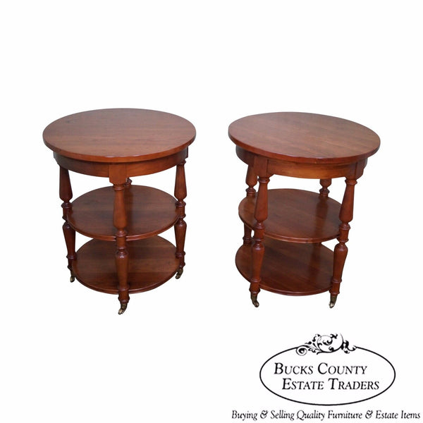 Harden Pair of Solid Cherry 3 Tier Side Tables (B)