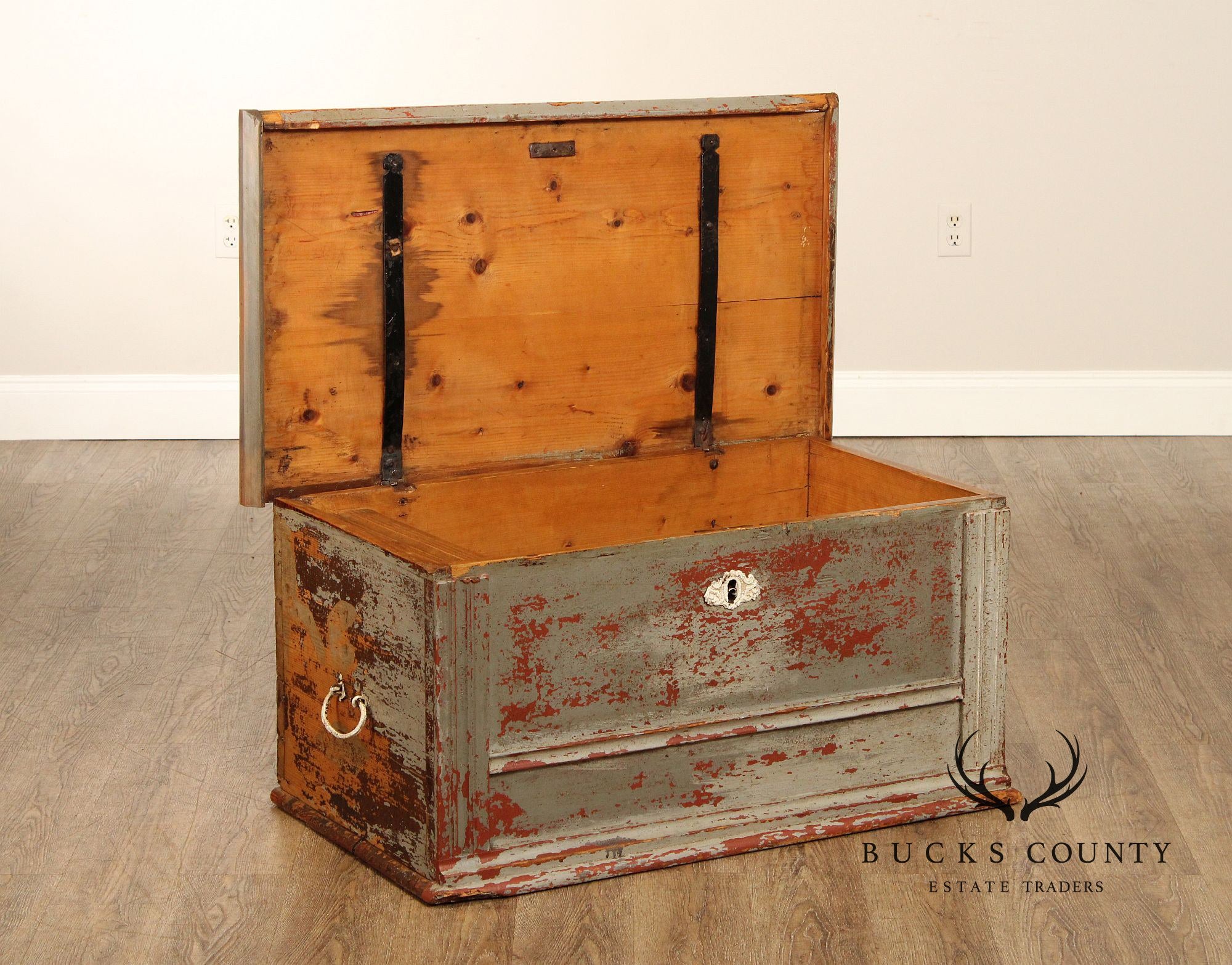 Antique Swedish Painted Pine Blanket Chest