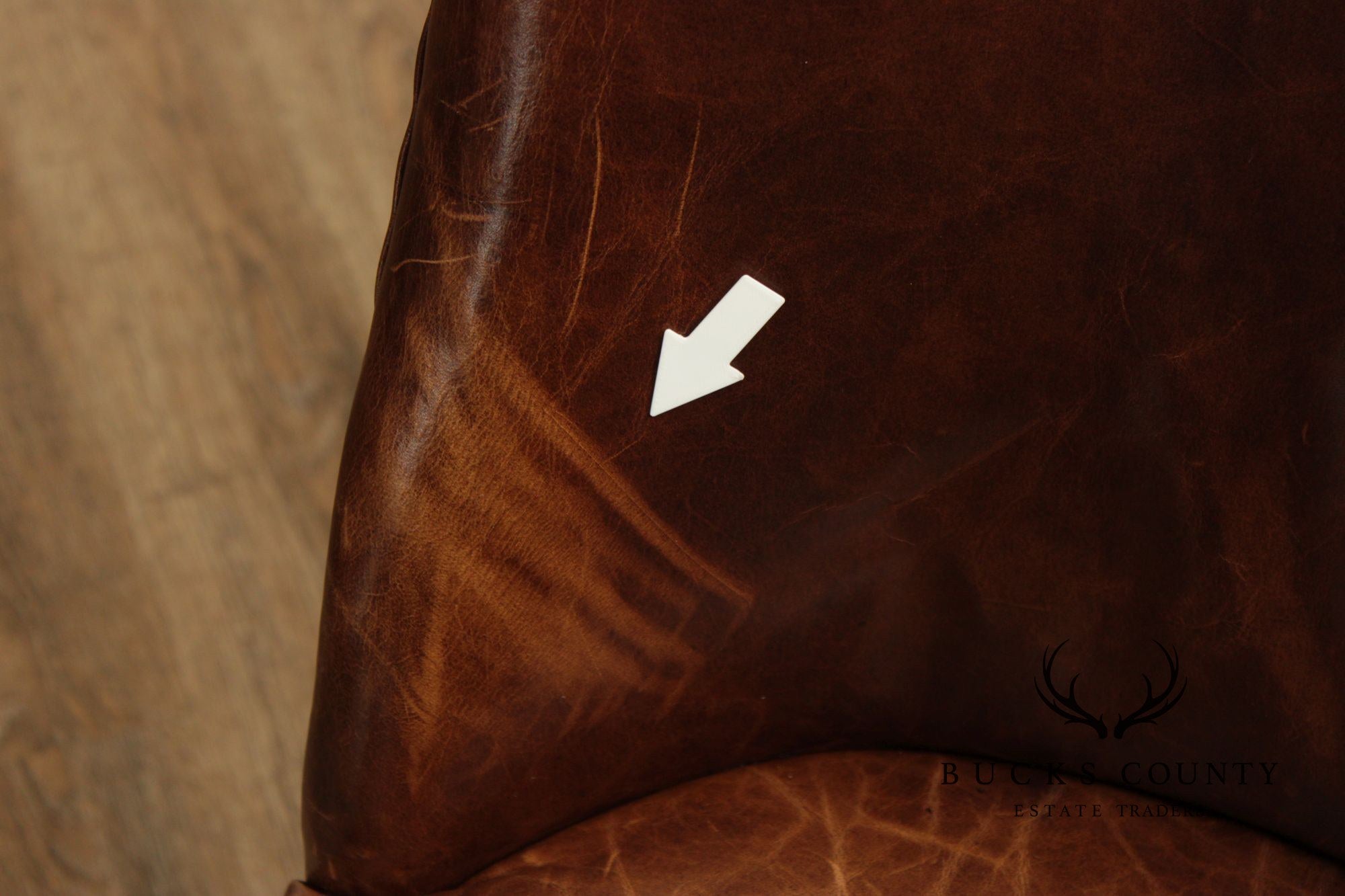 Restoration Hardware French Style Set of Four Leather Dining Chairs