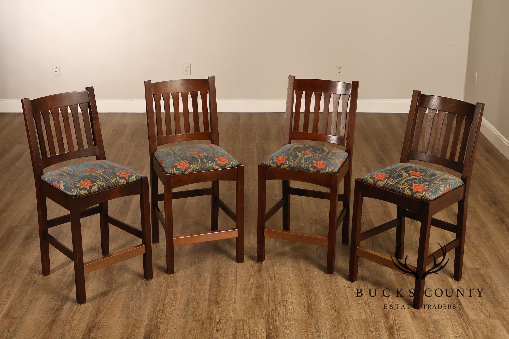 Stickley Mission Collection Set Of Four Cottage Style Bar Stools