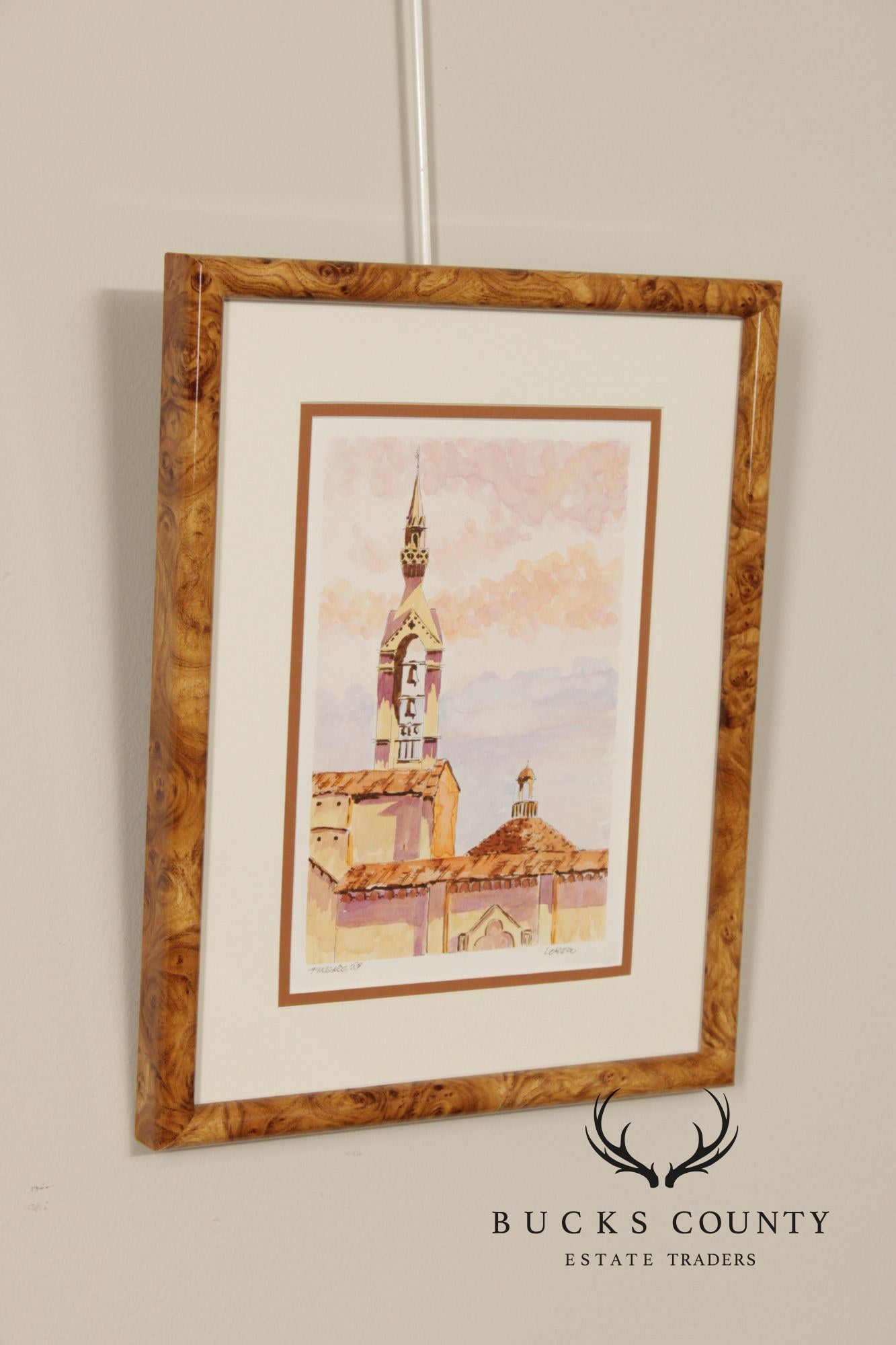 Lorenzo Castaneda Framed Watercolor, 'Firenze'