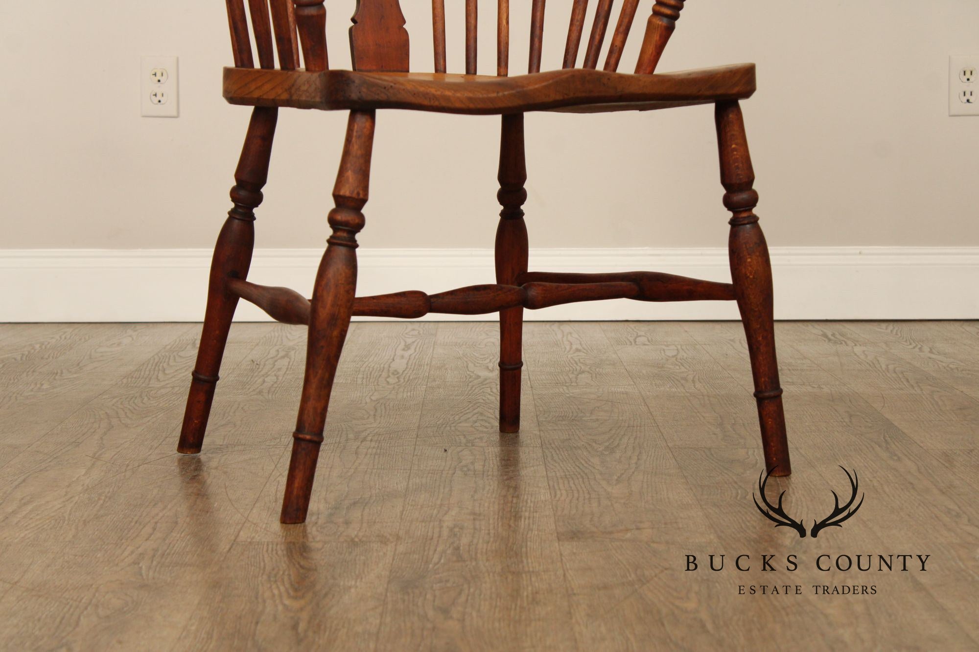 Antique Windsor Style High Back Armchair With Saddle Seat