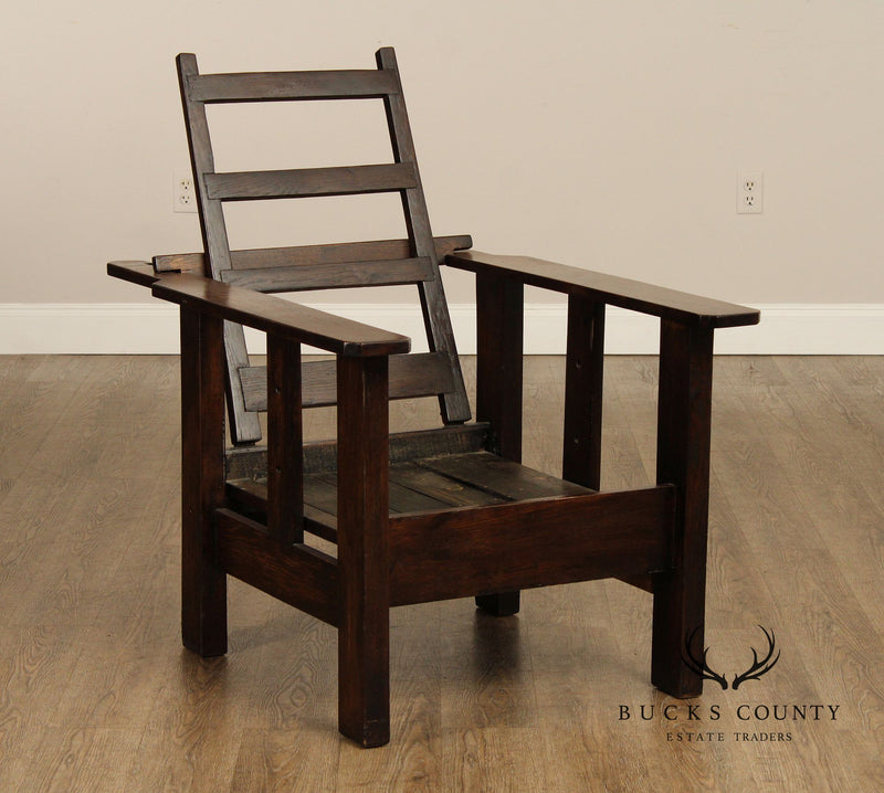 Antique Mission Oak and Leather Morris Chair